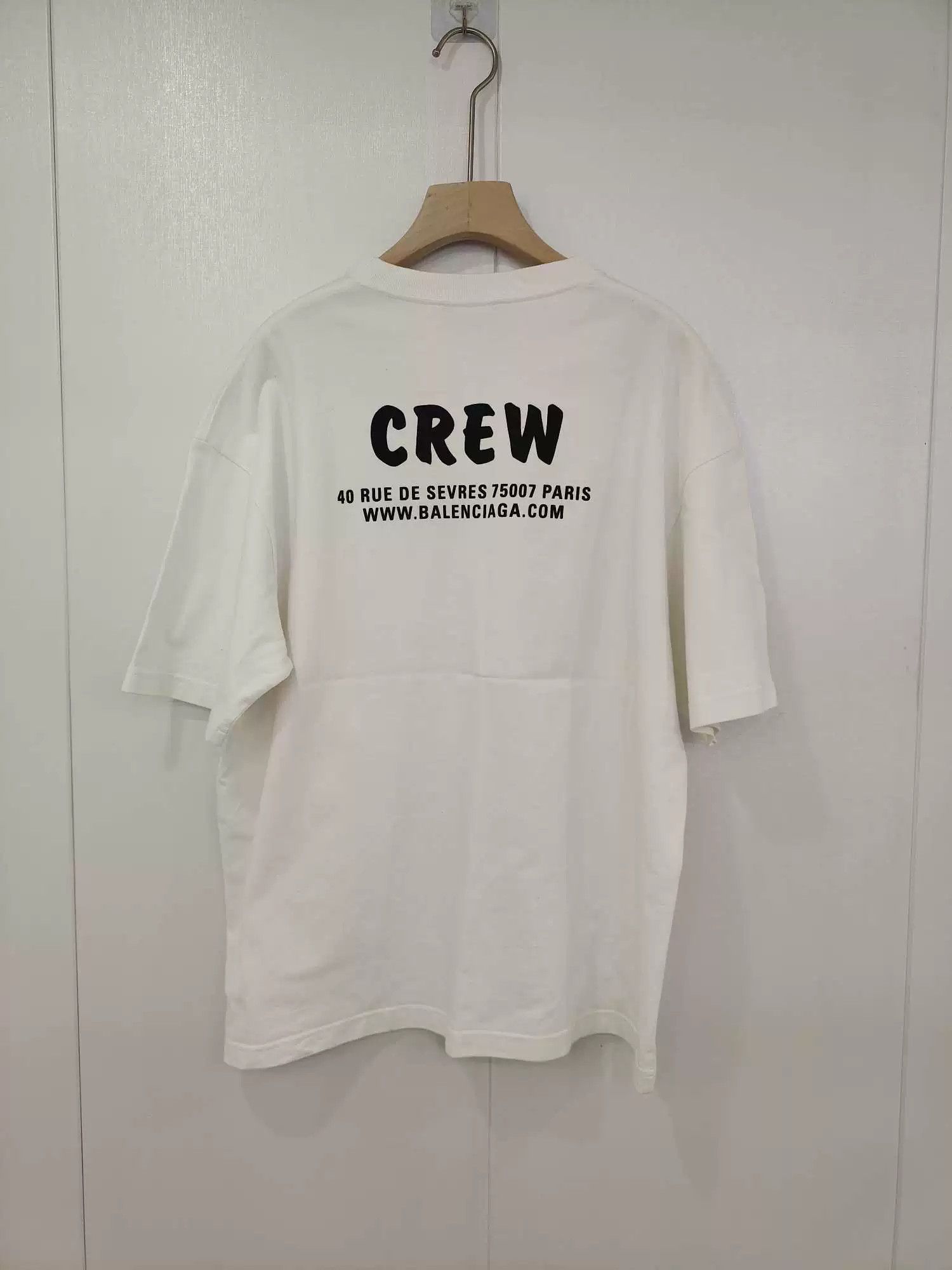 Balenciaga Balenciaga White Short-Sleeve Crew T-Shirt Size US M / EU 48-50 / 2 - 2 Thumbnail