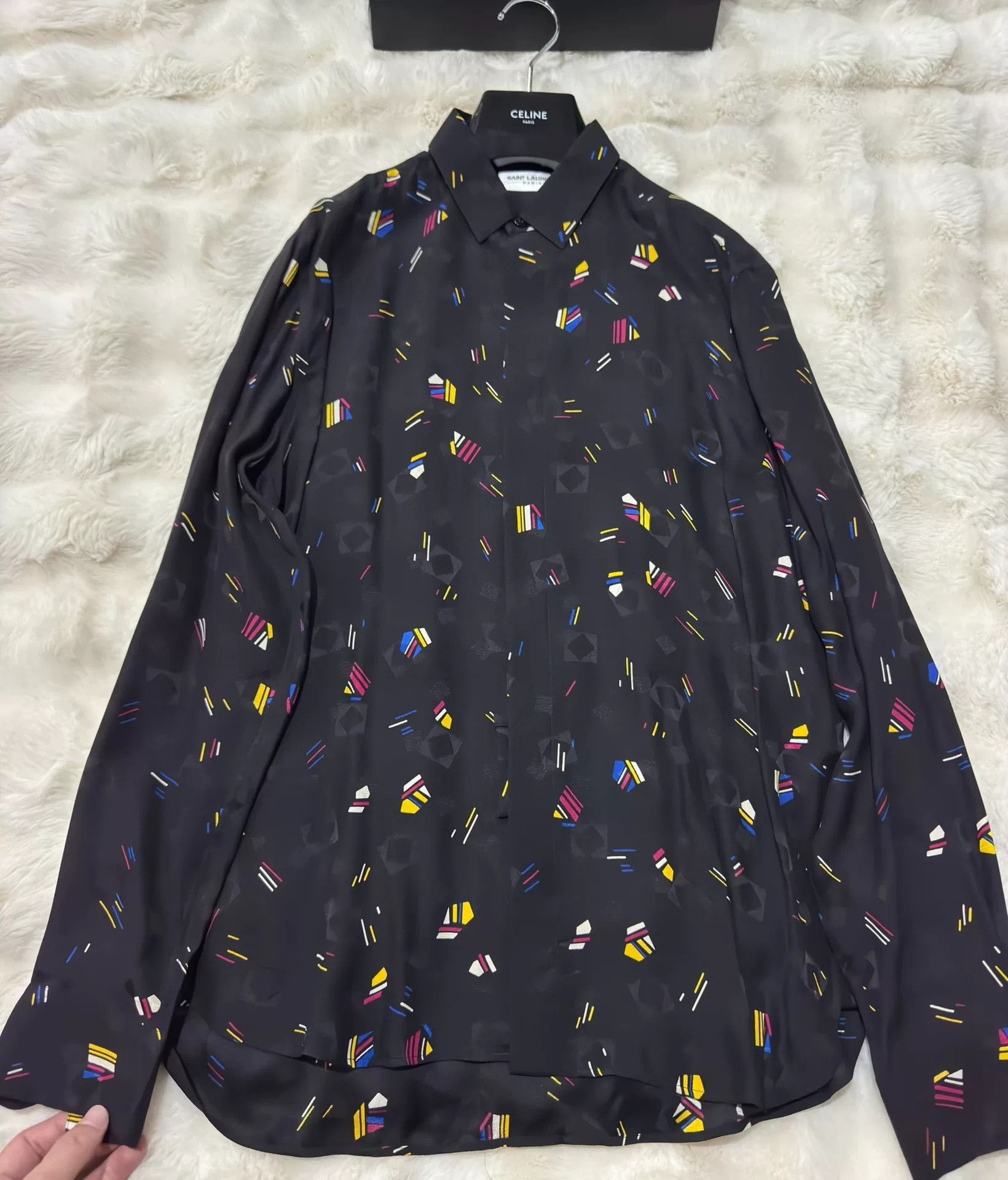 Yves Saint Laurent Saint Laurent Men's Mondrian Silk Shirt Size US M / EU 48-50 / 2 - 3 Thumbnail