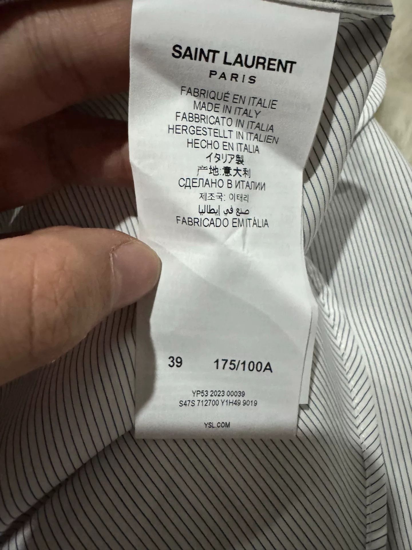 Saint Laurent Paris Saint Laurent SLP 23FW Light Blue Pinstripe Shirt Size US S / EU 44-46 / 1 - 6 Thumbnail