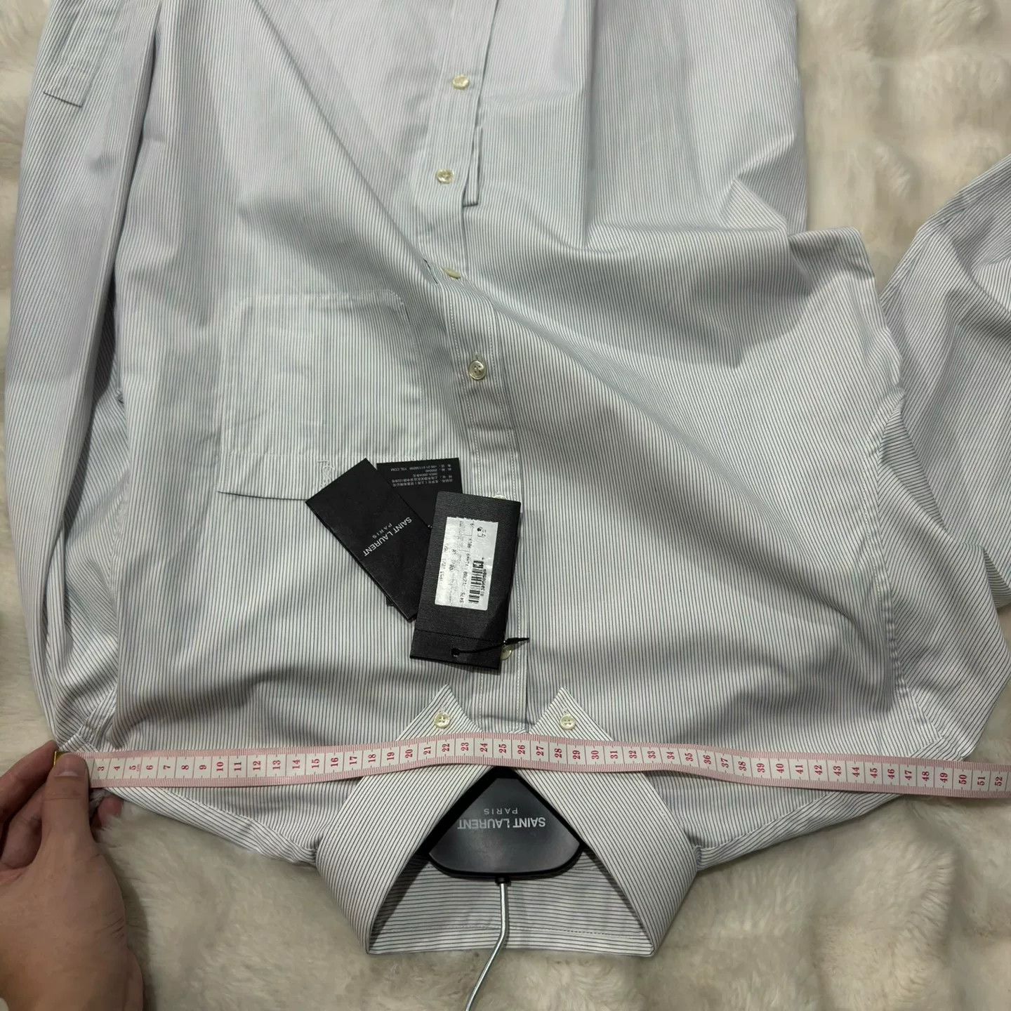 Saint Laurent Paris Saint Laurent SLP 23FW Light Blue Pinstripe Shirt Size US S / EU 44-46 / 1 - 8 Thumbnail