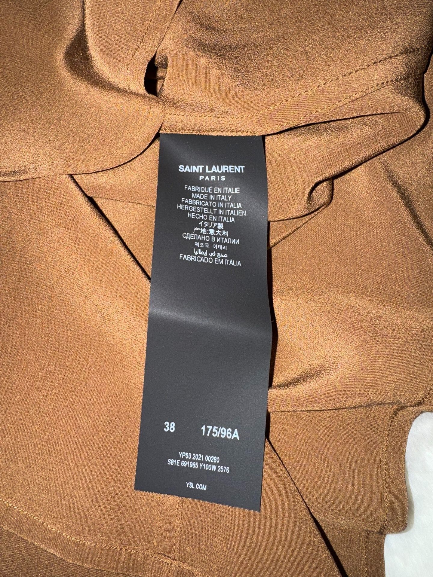 Yves Saint Laurent Saint Laurent Caramel Silk Men's Shirt Size US M / EU 48-50 / 2 - 5 Thumbnail