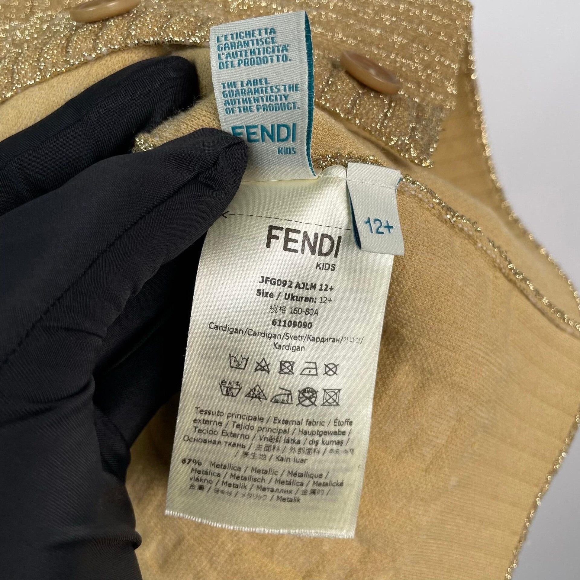 Fendi Fendi Khaki Gold Thread 3D Logo Knit Coat Size XS / US 0-2 / IT 36-38 - 5 Thumbnail