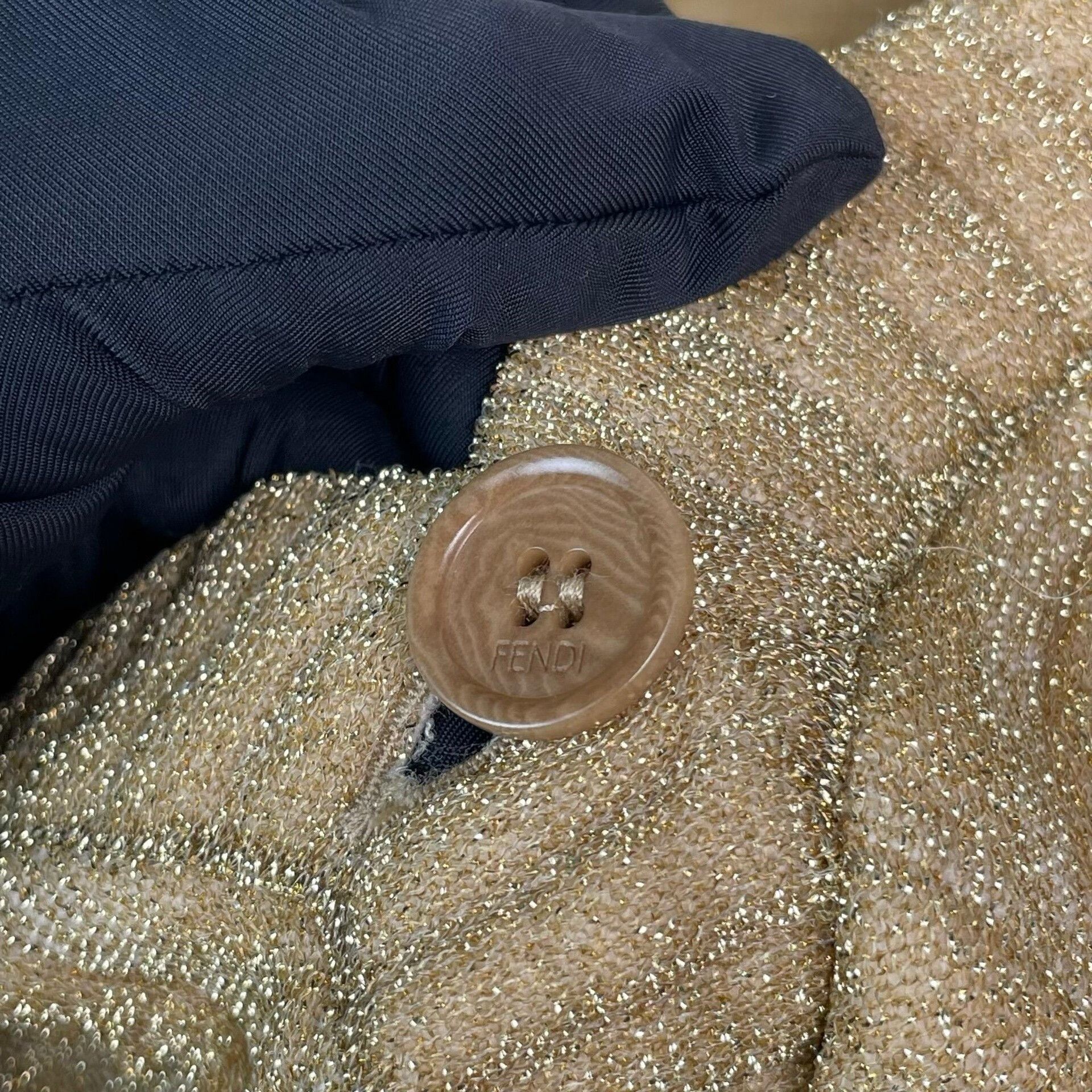 Fendi Fendi Khaki Gold Thread 3D Logo Knit Coat Size XS / US 0-2 / IT 36-38 - 3 Thumbnail