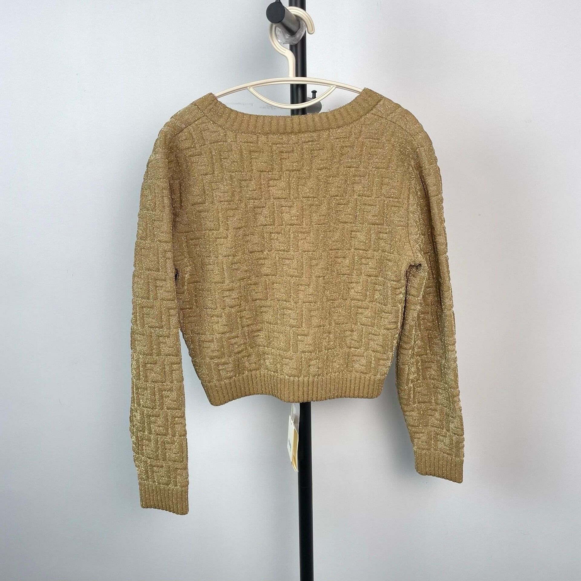Fendi Fendi Khaki Gold Thread 3D Logo Knit Coat Size XS / US 0-2 / IT 36-38 - 2 Thumbnail
