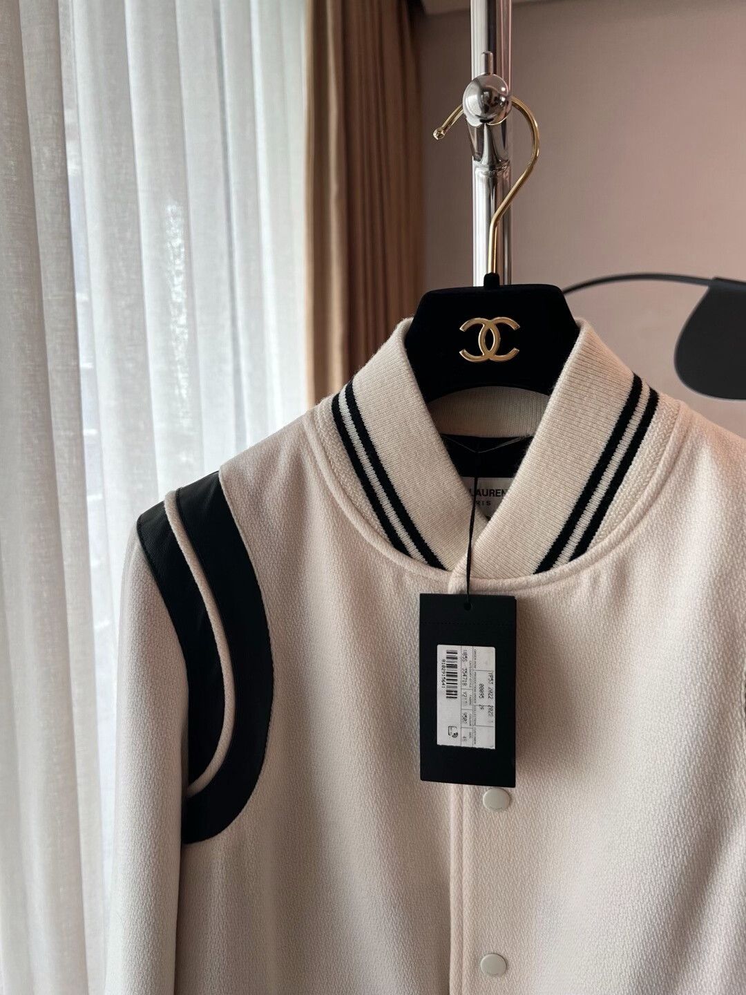 Yves Saint Laurent YSL Classic White Varsity Jacket Size US M / EU 48-50 / 2 - 2 Thumbnail