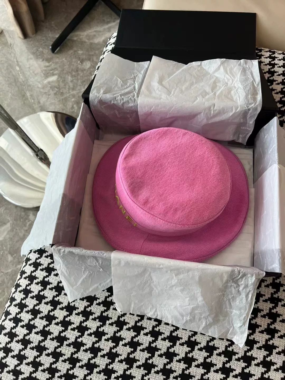 Chanel Chanel Pink Denim Letter Bucket Hat Size ONE SIZE - 2 Thumbnail