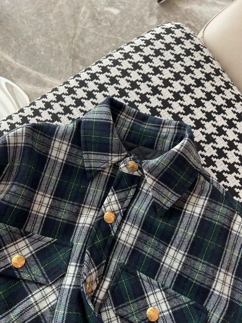 Celine Celine New Check Cotton Coat Size XXS / US 00 / IT 34 - 4 Thumbnail