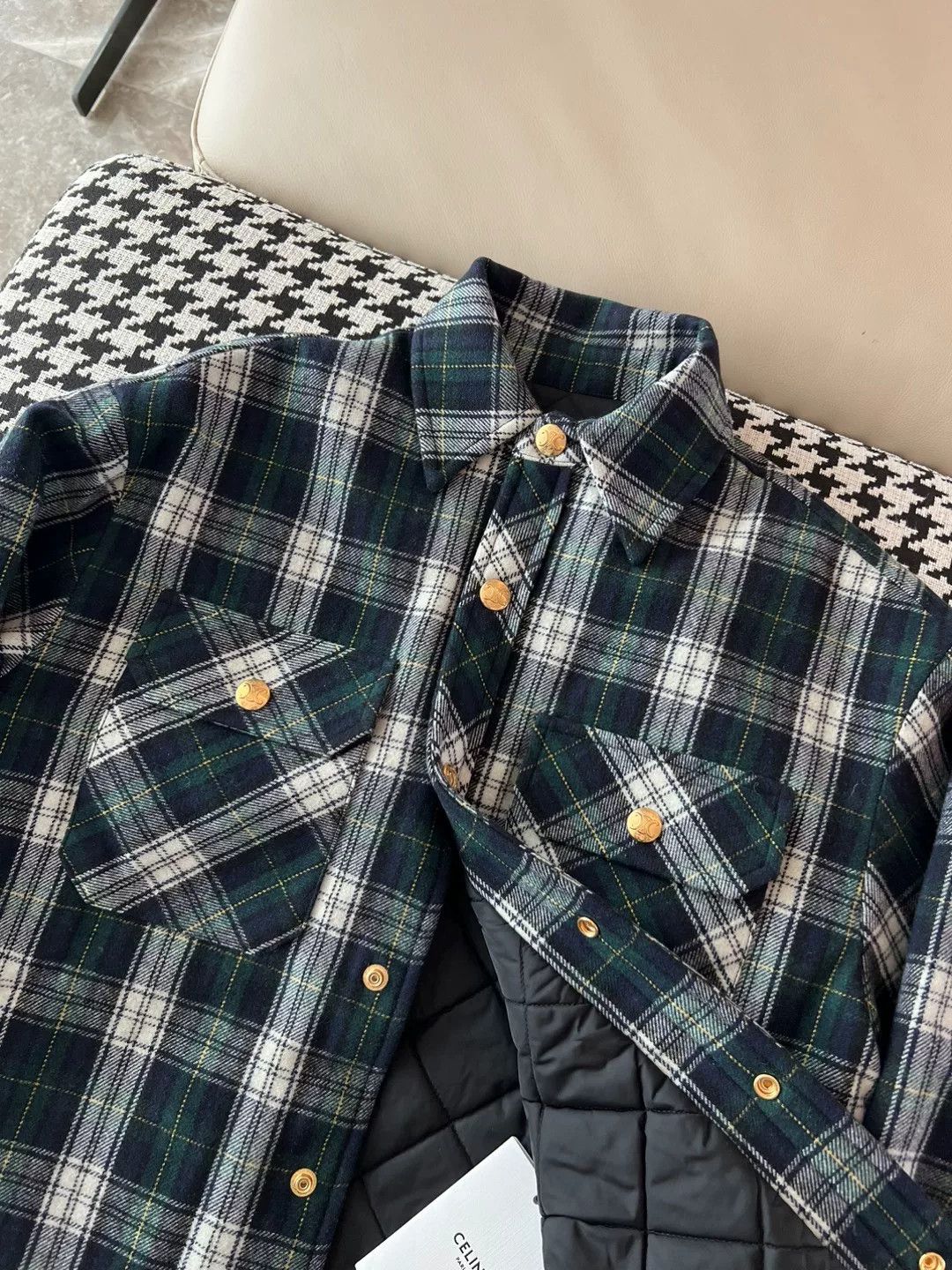 Celine Celine New Check Cotton Coat Size XXS / US 00 / IT 34 - 3 Thumbnail