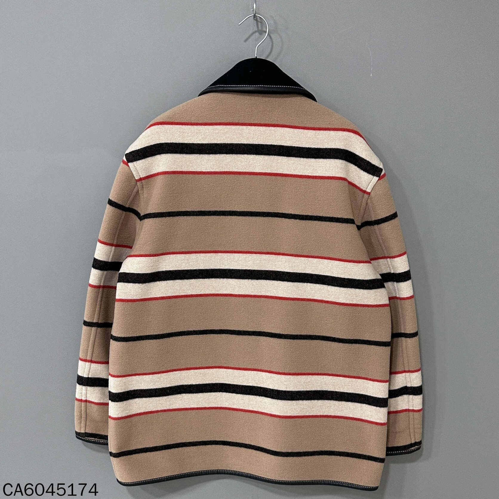 Burberry Striped Contrast Wool Coat Burberry Size M / US 6-8 / IT 42-44 - 3 Thumbnail