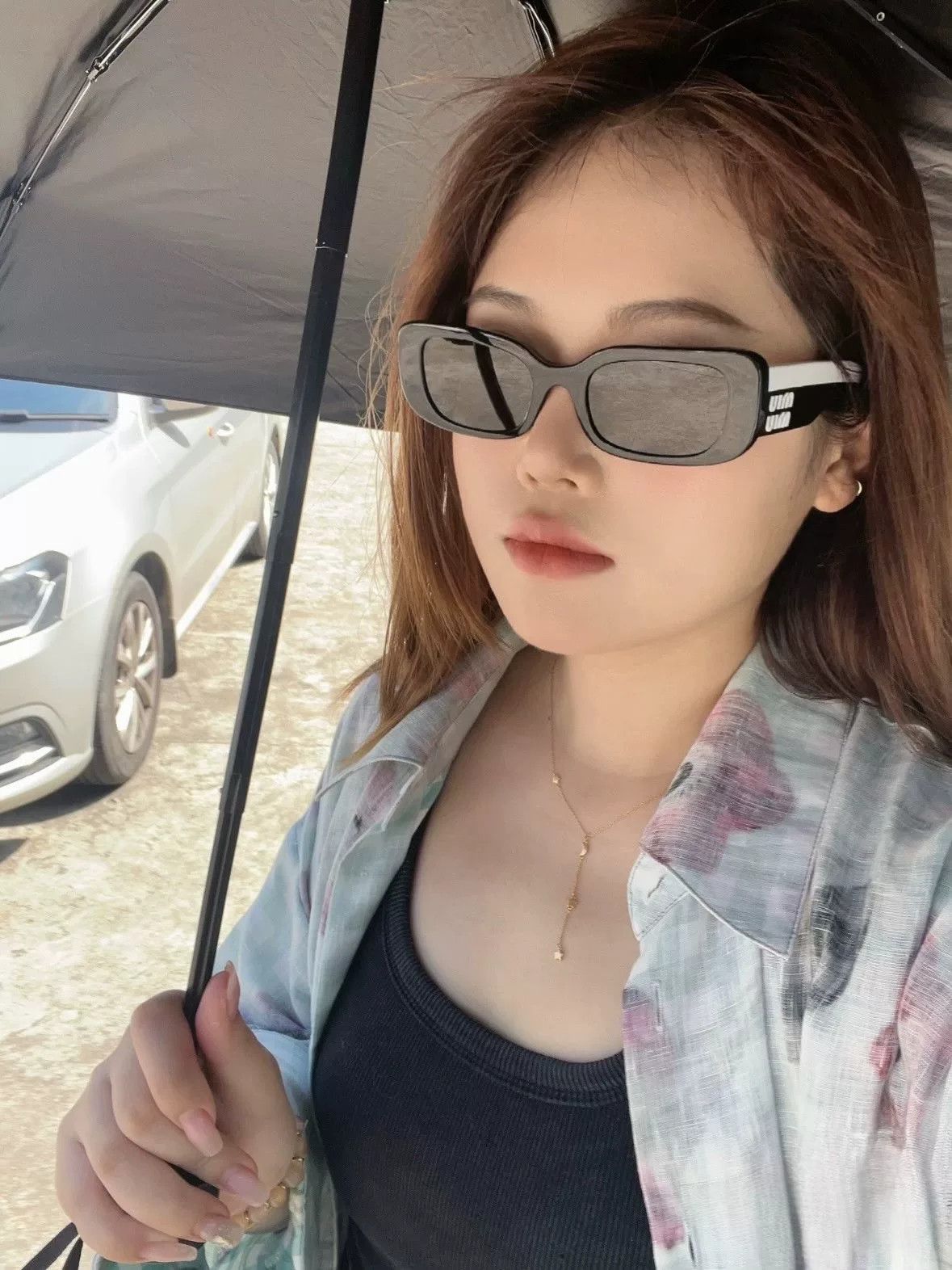 Miu Miu Miumiu Black White Square Sunglasses Size ONE SIZE - 3 Thumbnail