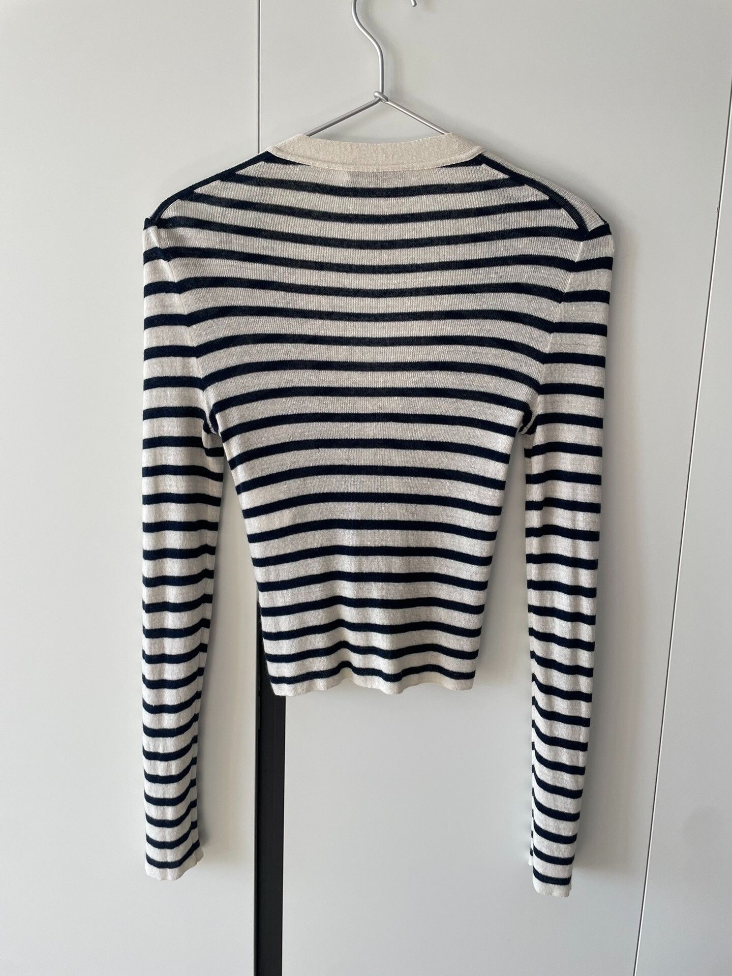 Dior Dior Linen Stripe Gold Button Cardigan Size XXS / US 00 / IT 34 - 2 Thumbnail