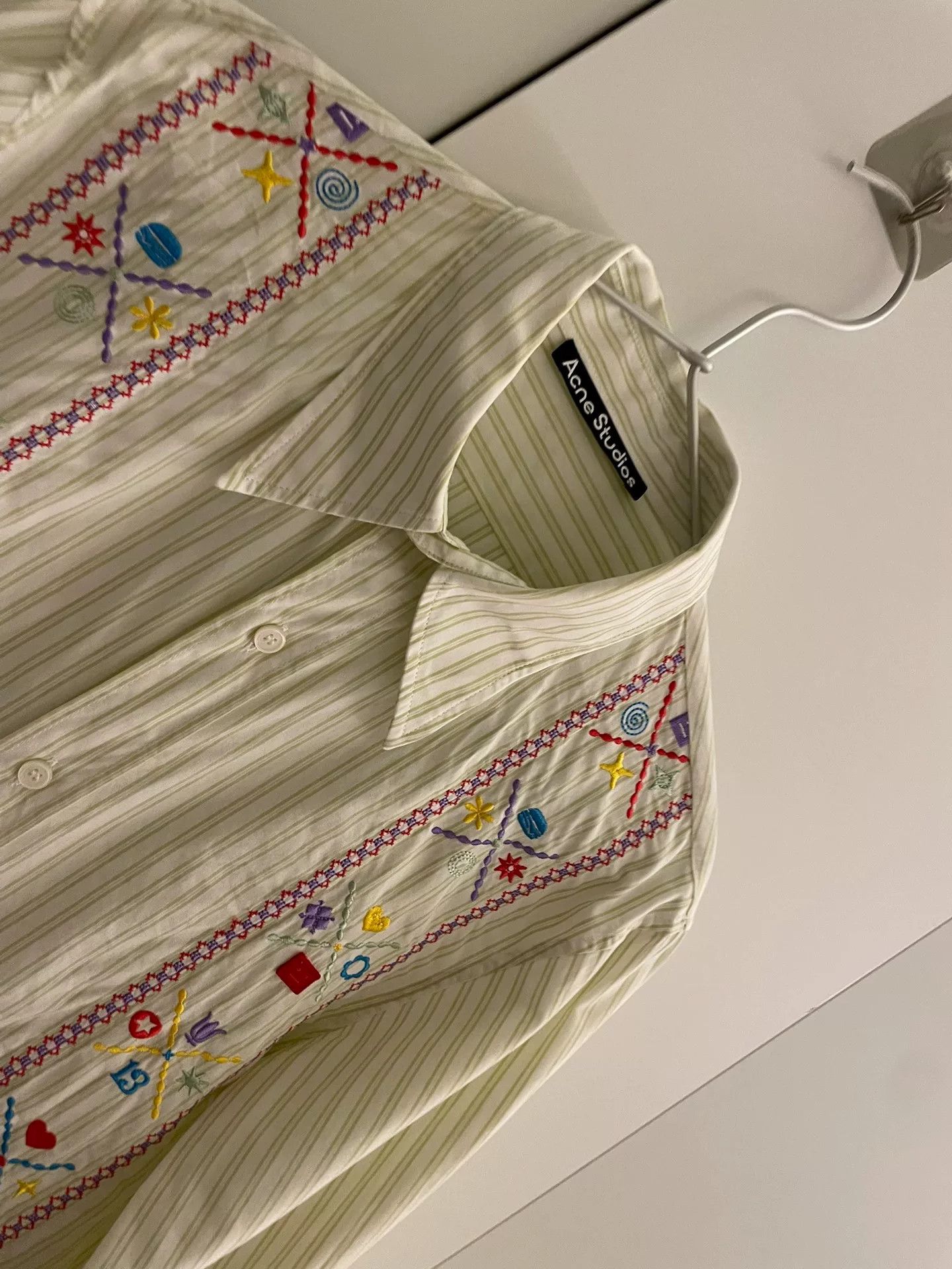 Acne Studios Acne Studios Striped Embroidered Shirt Size S / US 4 / IT 40 - 2 Thumbnail