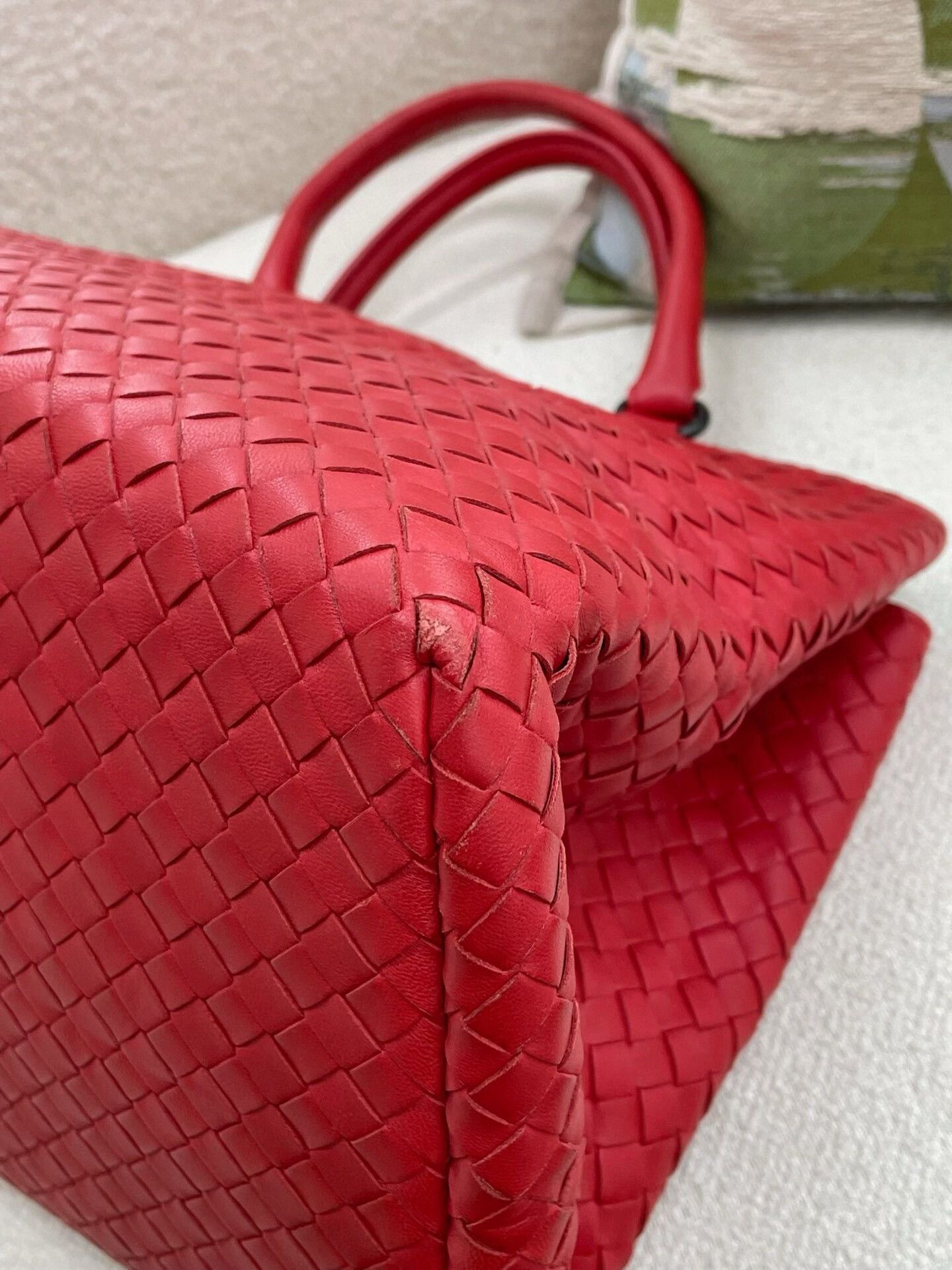 Bottega Veneta BV Red Woven Leather Large Handbag Size ONE SIZE - 7 Thumbnail