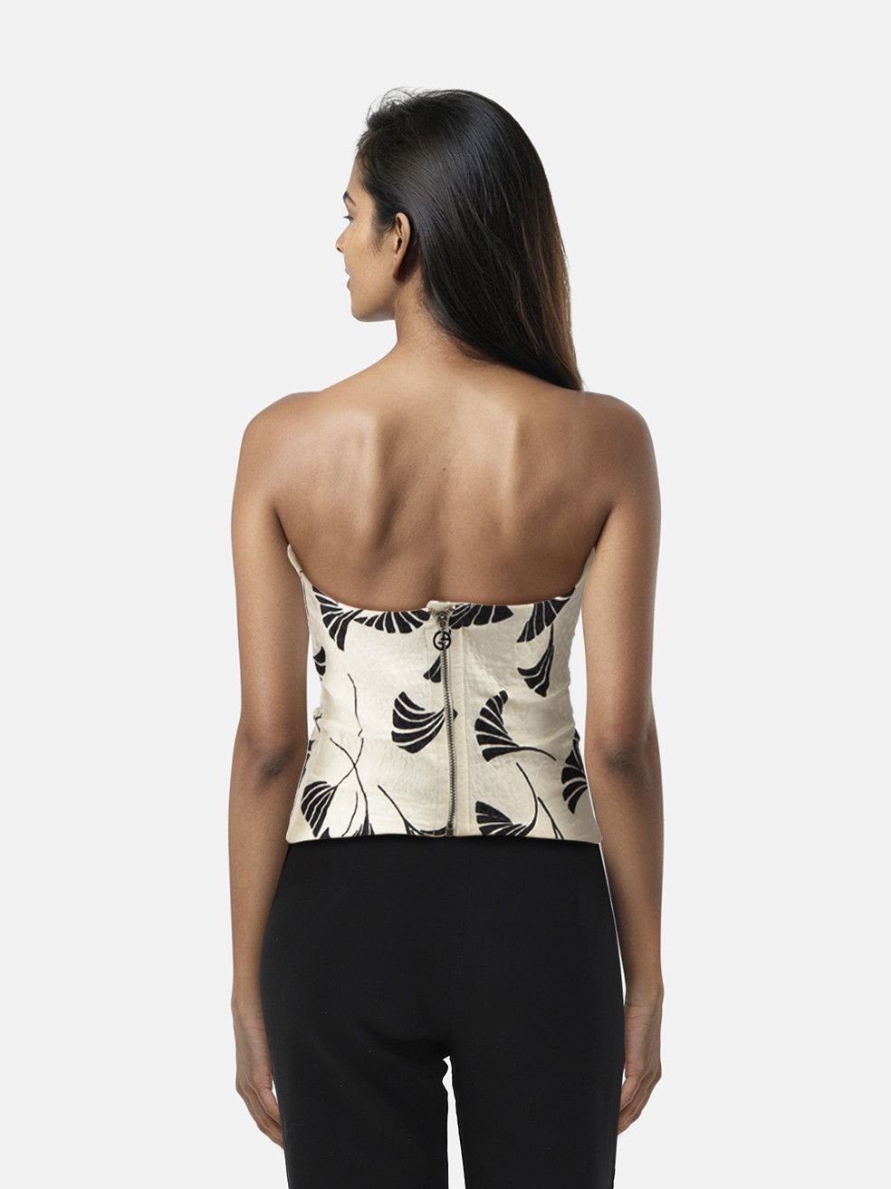 Giorgio Armani Black & White Floral Corset Top Size XS / US 0-2 / IT 36-38 - 2 Thumbnail