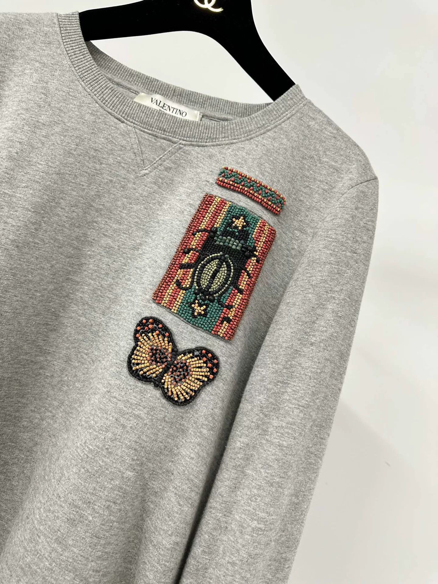 Valentino Valentino Heavy Beaded Gray Sweatshirt Size L / US 10 / IT 46 - 3 Thumbnail