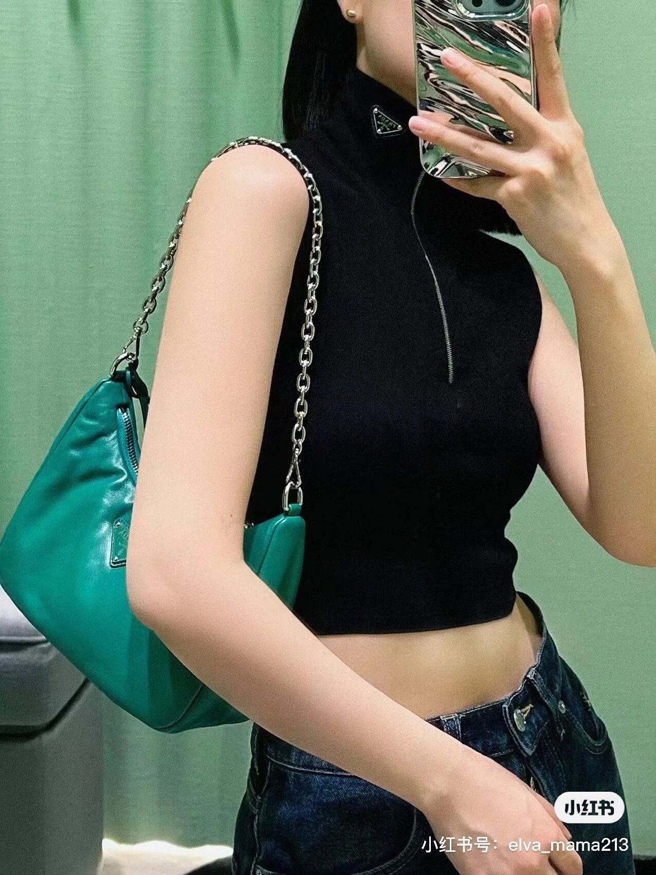 Prada Prada Black Triangle Logo Turtleneck Sleeveless Top Size S / US 4 / IT 40 - 6 Thumbnail