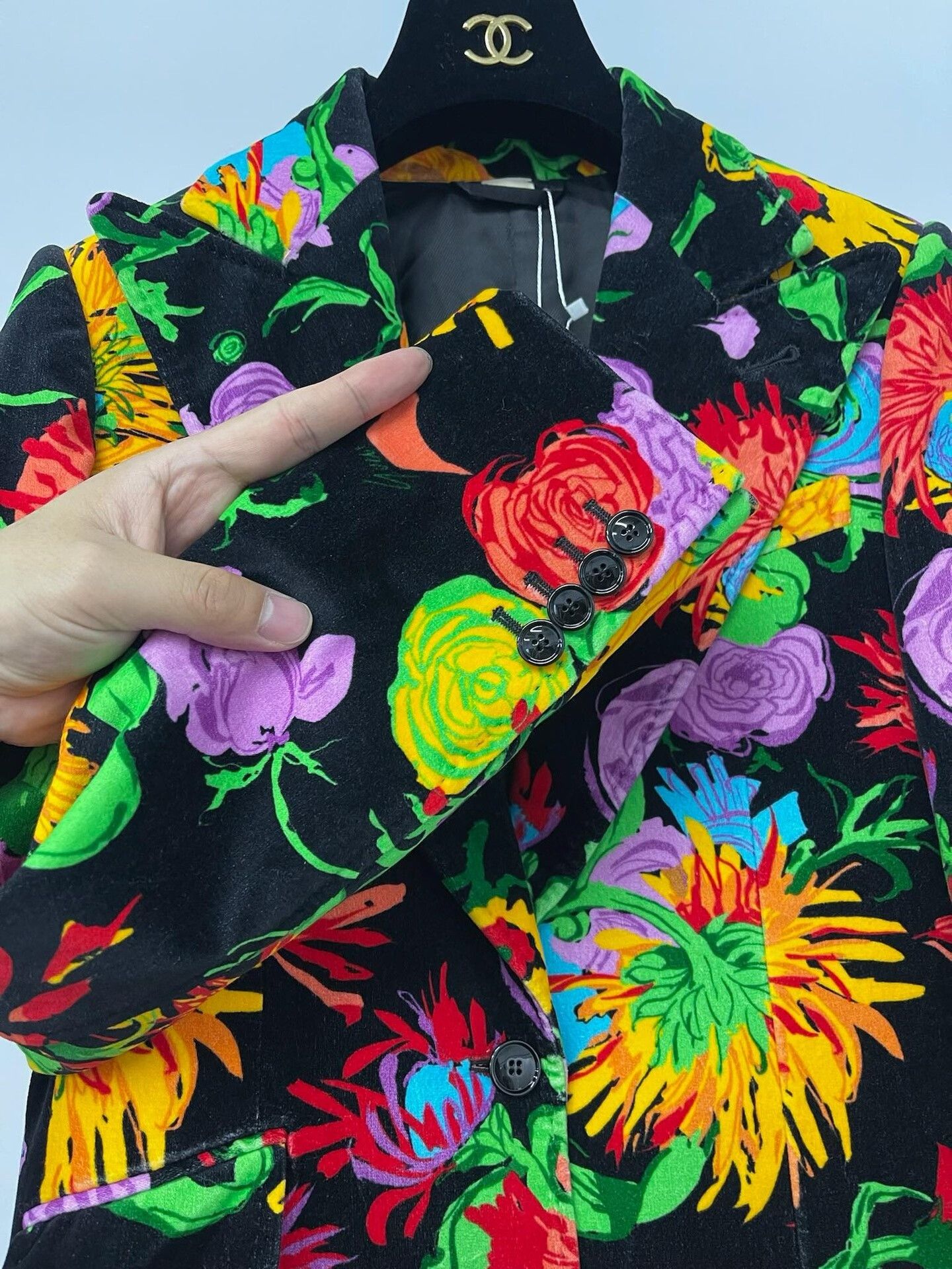 Gucci Gucci Printed Black Velvet Blazer Size S / US 4 / IT 40 - 3 Thumbnail