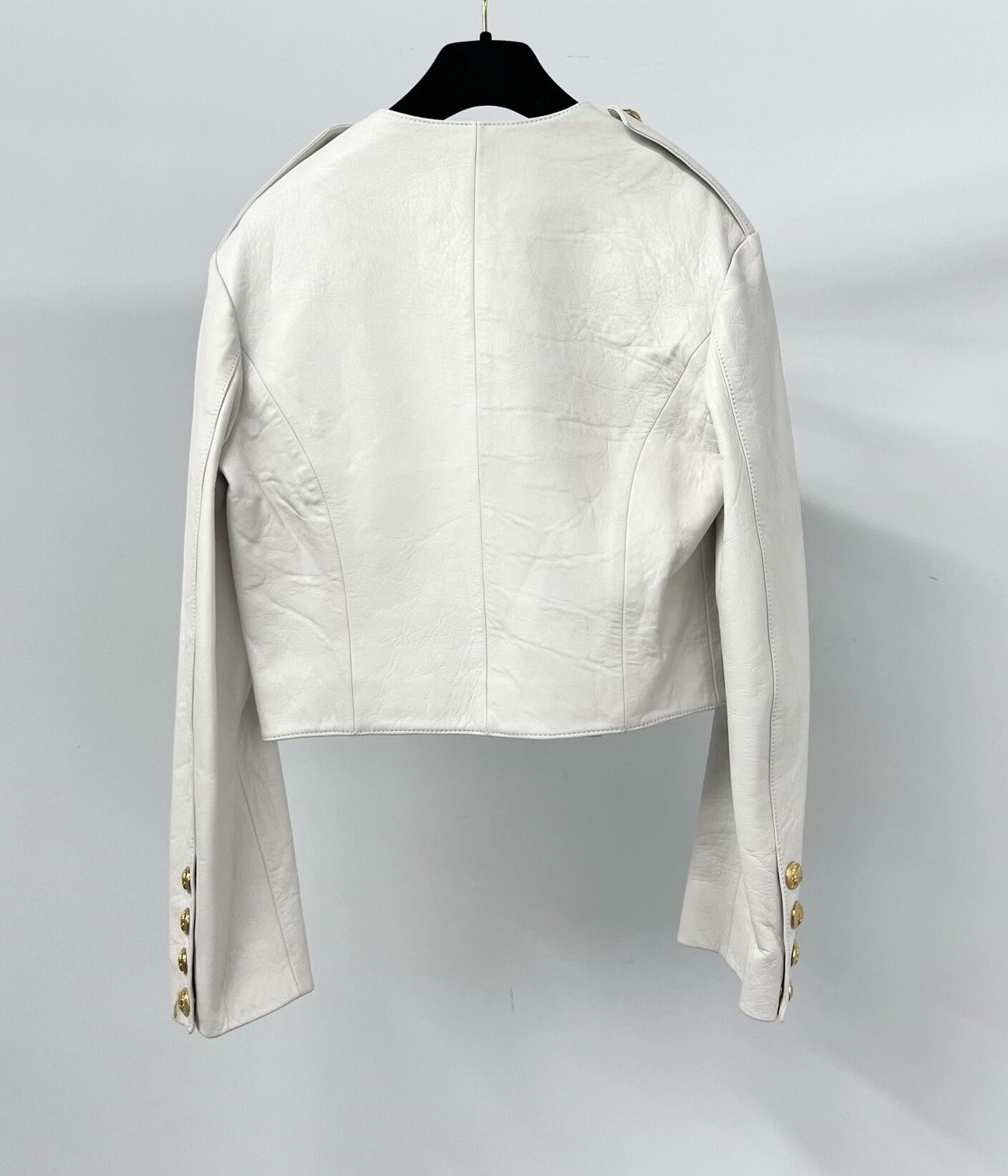 Celine Celine White Gold Button Leather Jacket Size XXS / US 00 / IT 34 - 2 Thumbnail