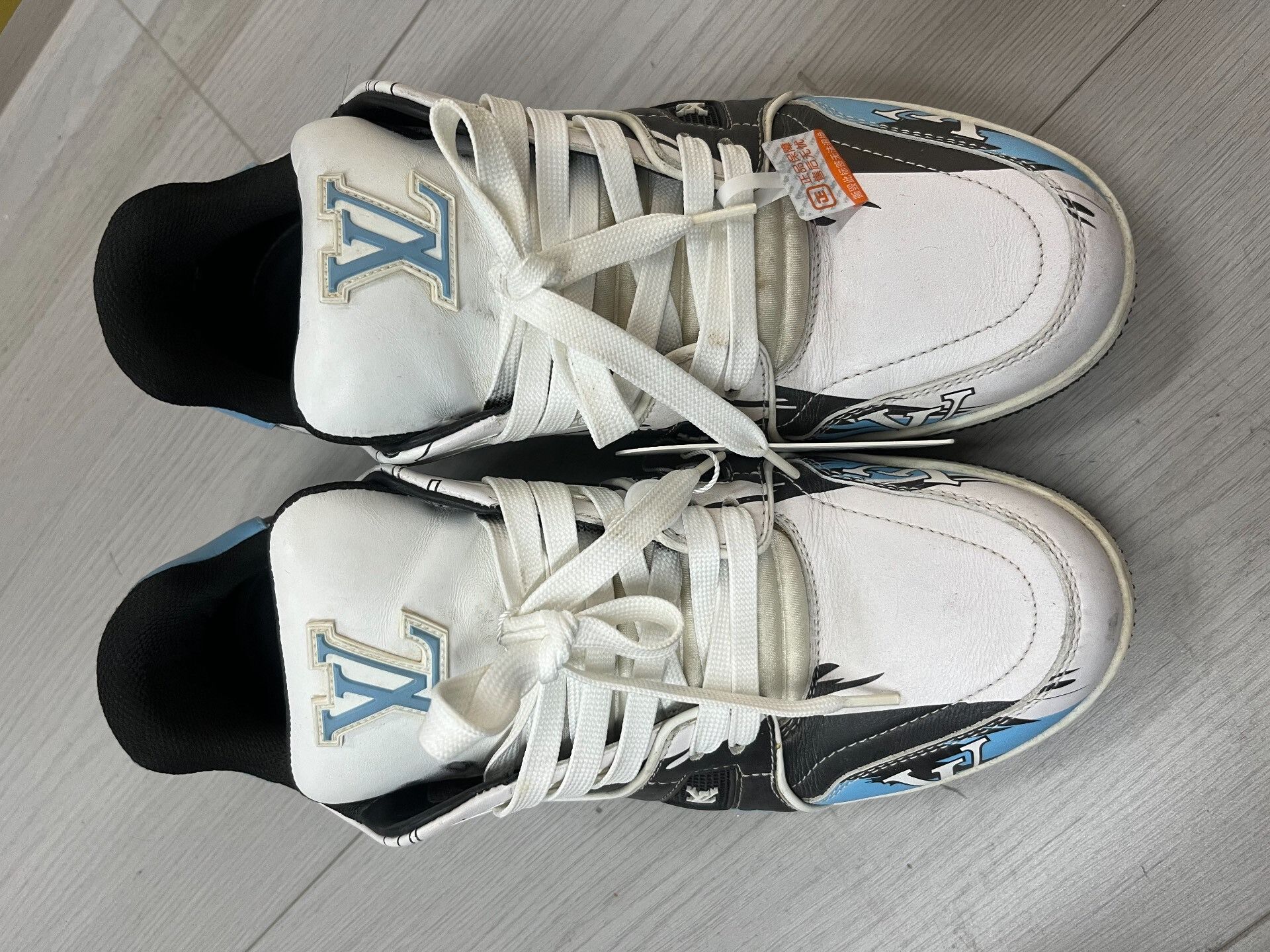 Louis Vuitton LV Trainer Black Blue Graffiti Sneakers Size US 7.5 / EU 40-41 - 2 Thumbnail