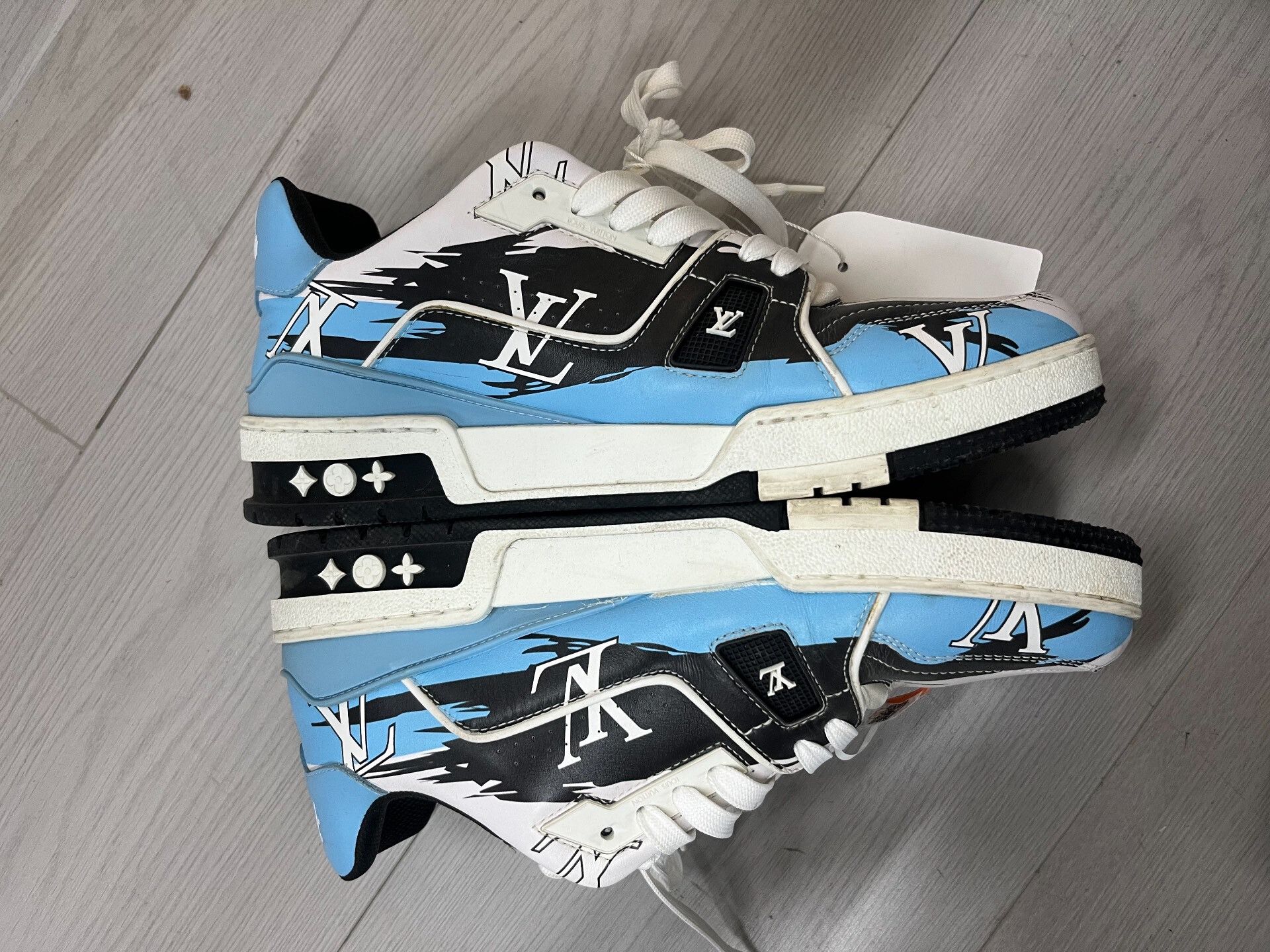 Louis Vuitton LV Trainer Black Blue Graffiti Sneakers Size US 7.5 / EU 40-41 - 4 Thumbnail