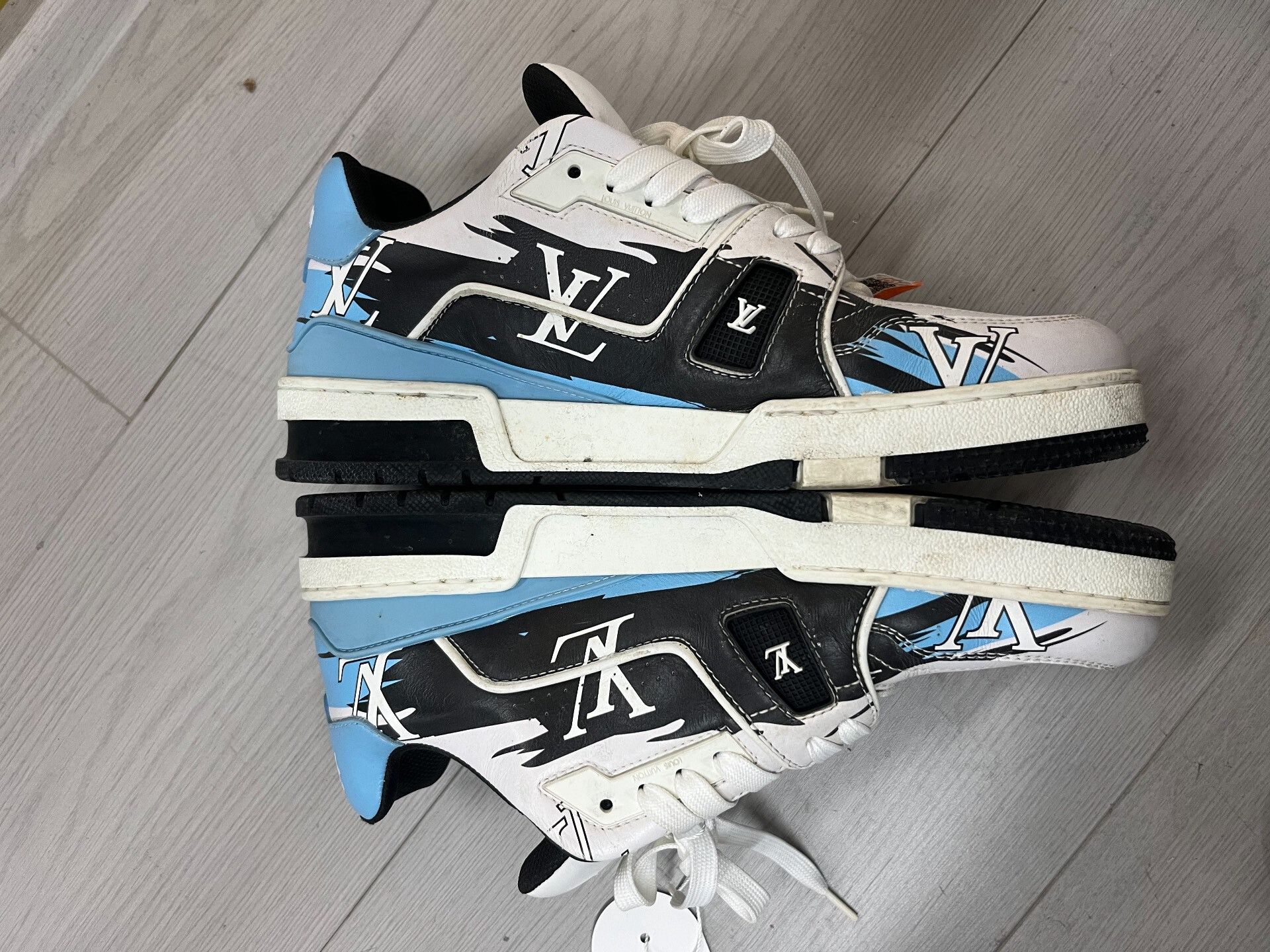 Louis Vuitton LV Trainer Black Blue Graffiti Sneakers Size US 7.5 / EU 40-41 - 3 Thumbnail