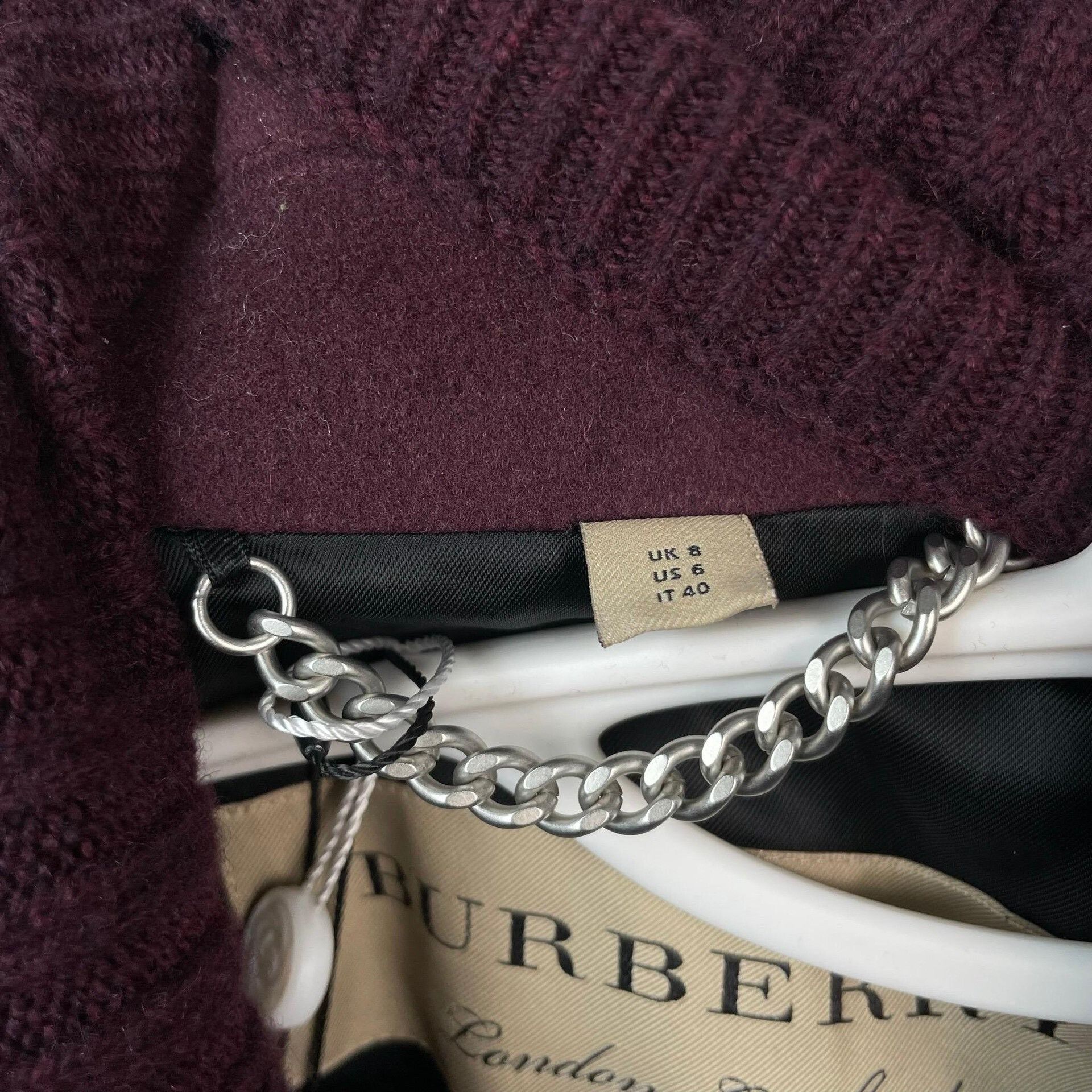 Burberry Burberry Long Burgundy Cashmere Coat Size S / US 4 / IT 40 - 5 Thumbnail