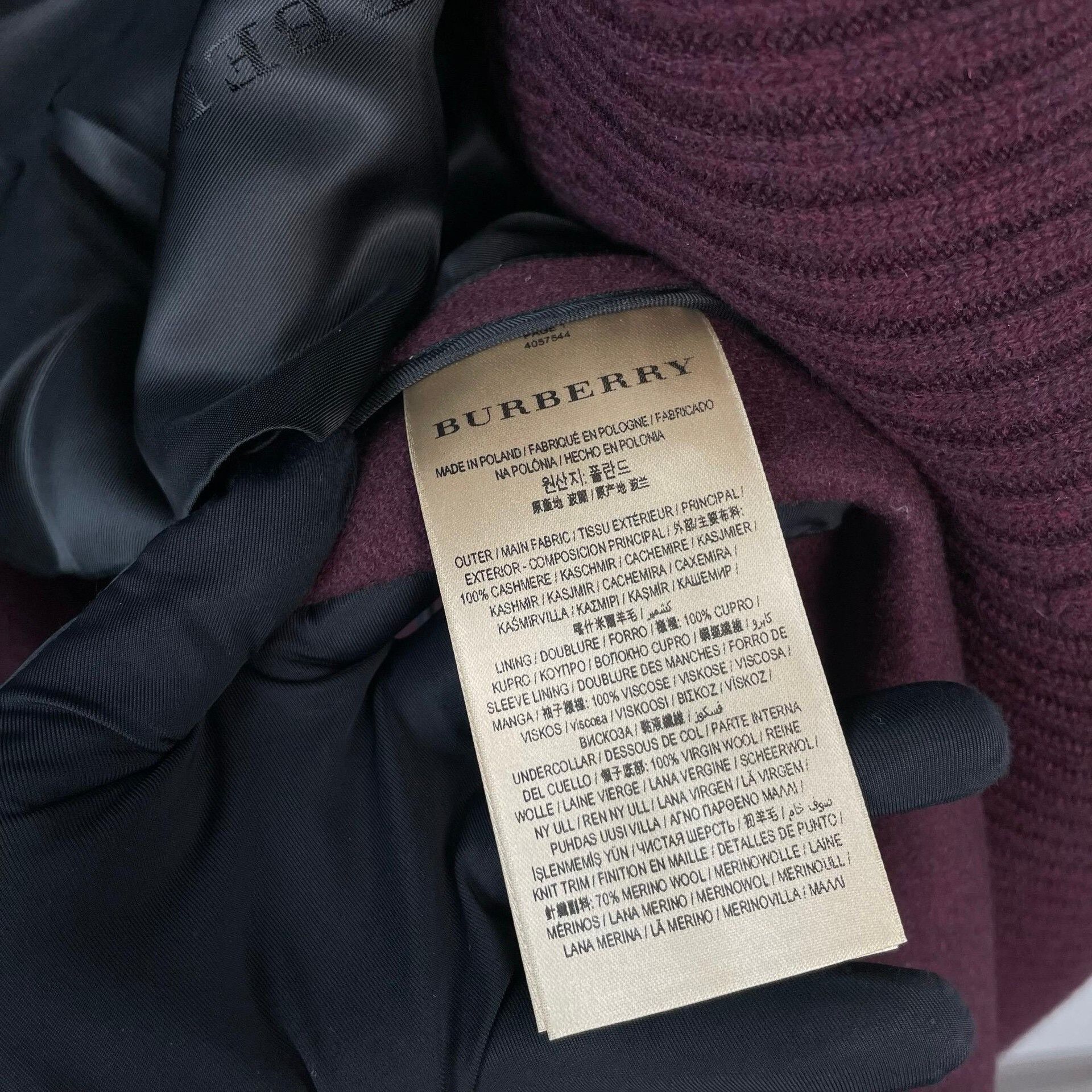 Burberry Burberry Long Burgundy Cashmere Coat Size S / US 4 / IT 40 - 6 Thumbnail