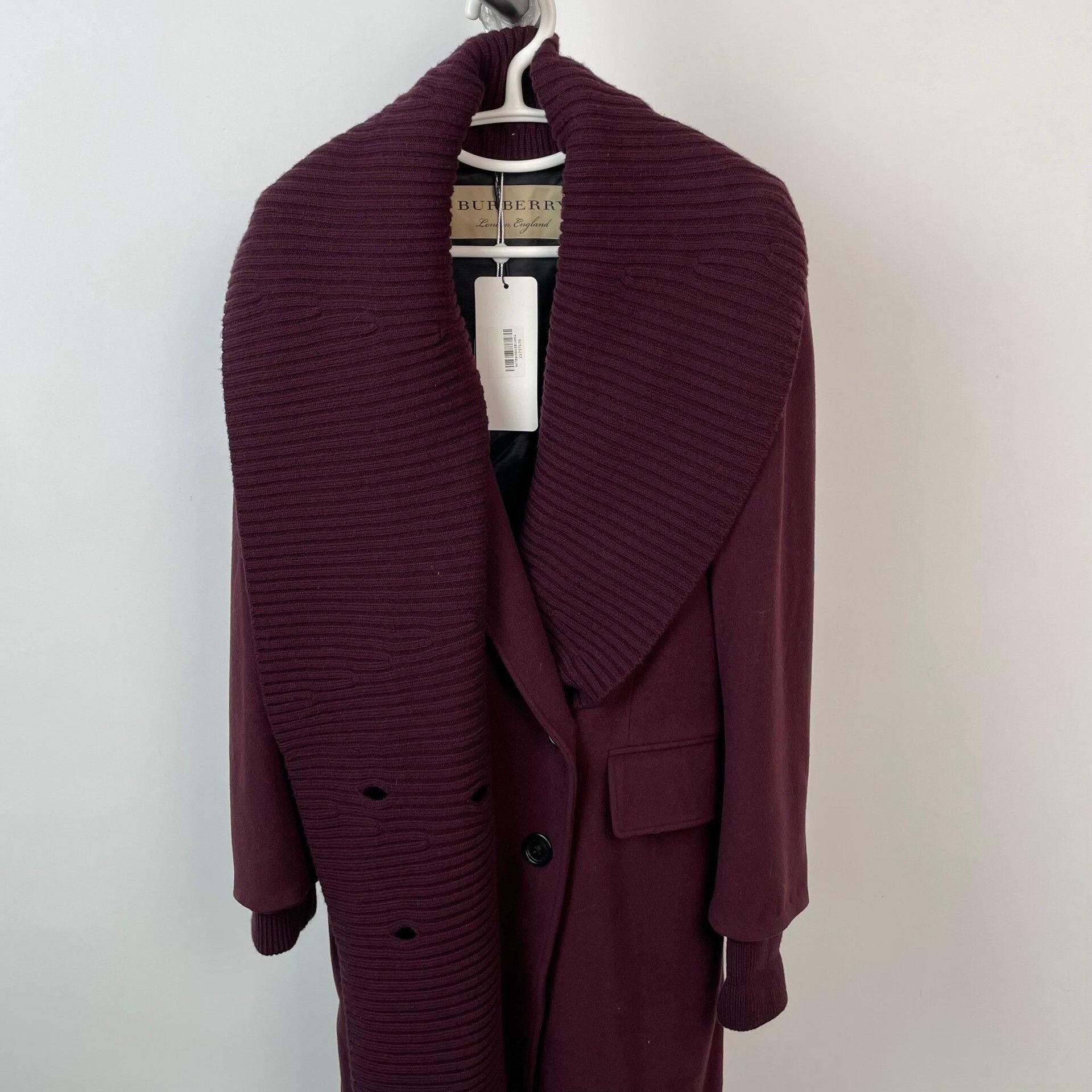 Burberry Burberry Long Burgundy Cashmere Coat Size S / US 4 / IT 40 - 3 Thumbnail