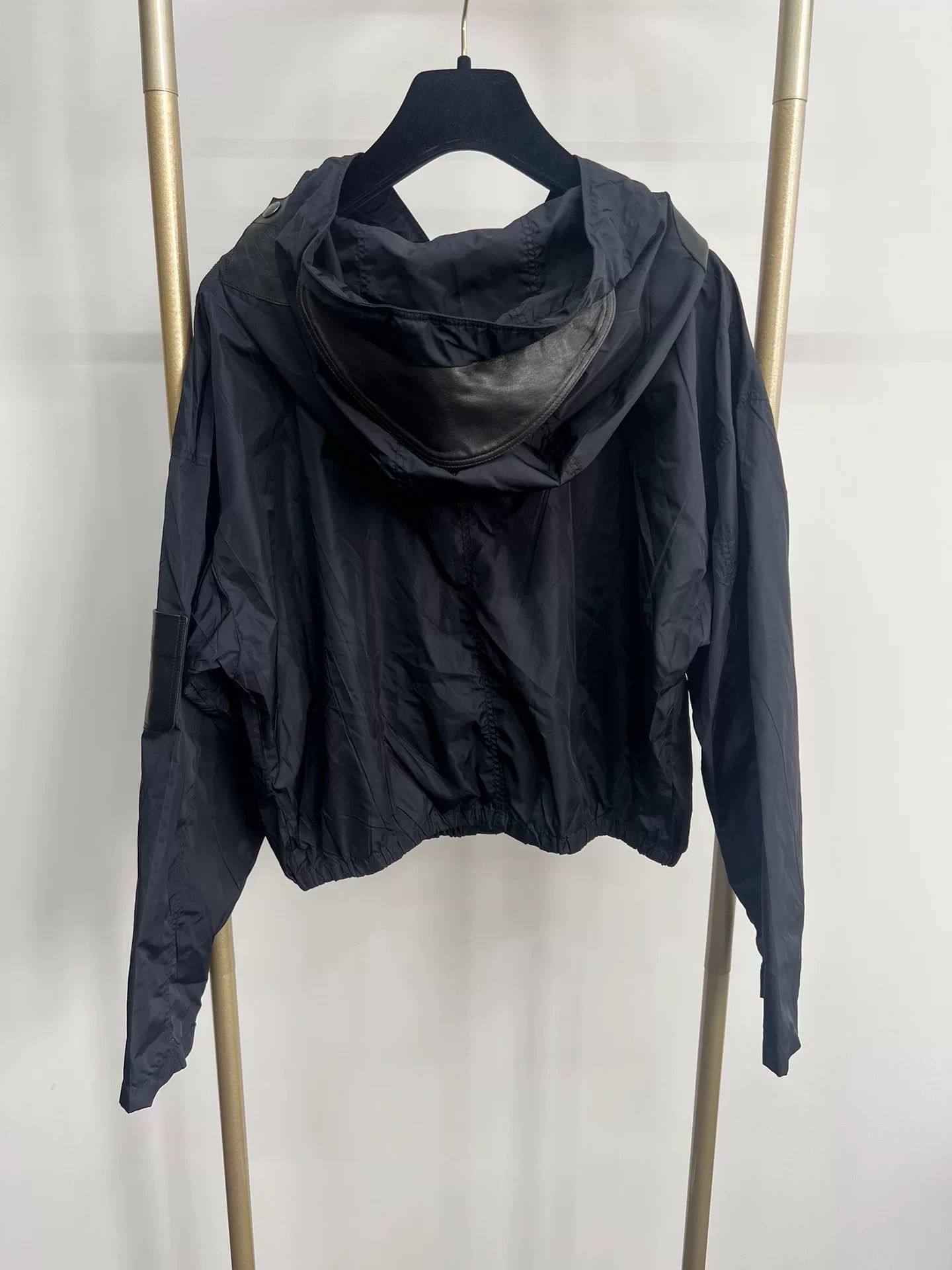Prada Prada Black Nylon Leather-Paneled Hooded Coat Size S / US 4 / IT 40 - 2 Thumbnail