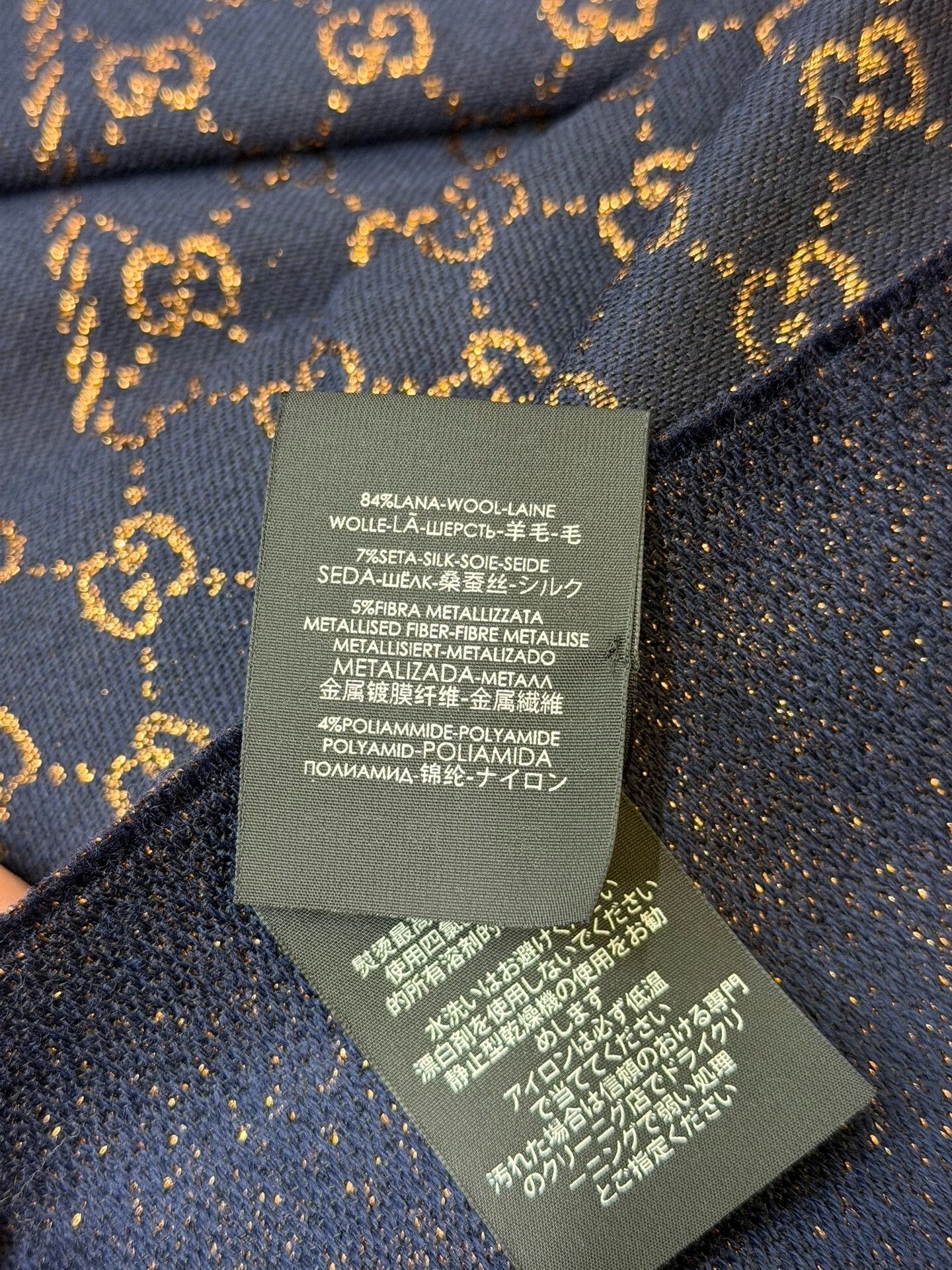 Gucci Gucci Gold Logo Cashmere Scarf 40x180cm Size ONE SIZE - 4 Thumbnail