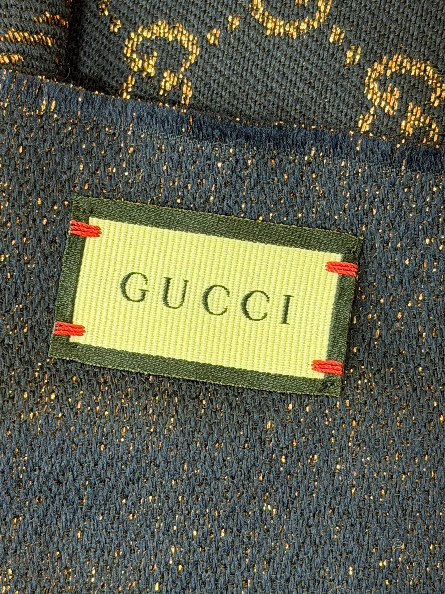Gucci Gucci Gold Logo Cashmere Scarf 40x180cm Size ONE SIZE - 2 Thumbnail