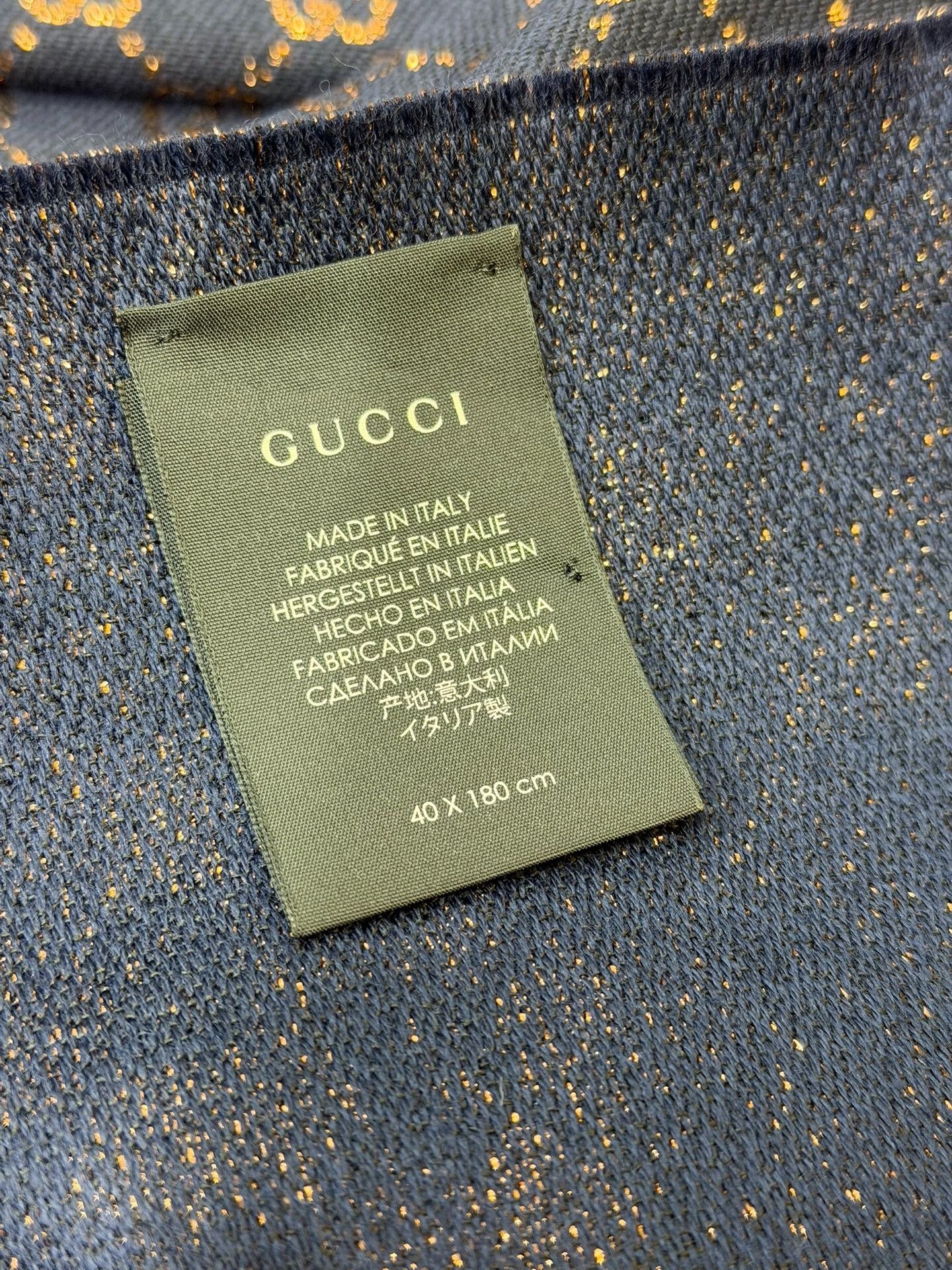 Gucci Gucci Gold Logo Cashmere Scarf 40x180cm Size ONE SIZE - 3 Thumbnail