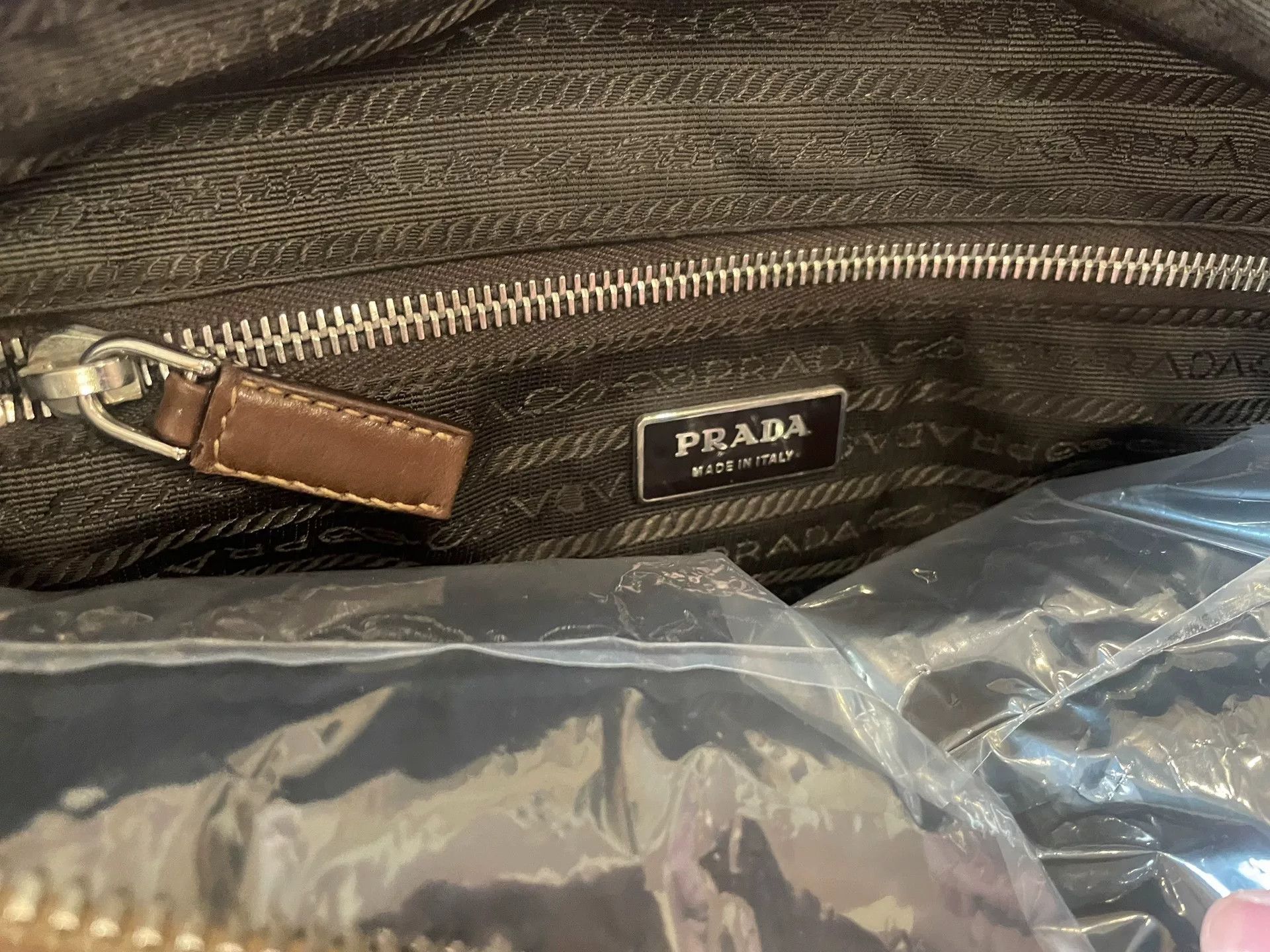 Prada PRADA Wool Leather Combination Handbag Size ONE SIZE - 4 Thumbnail