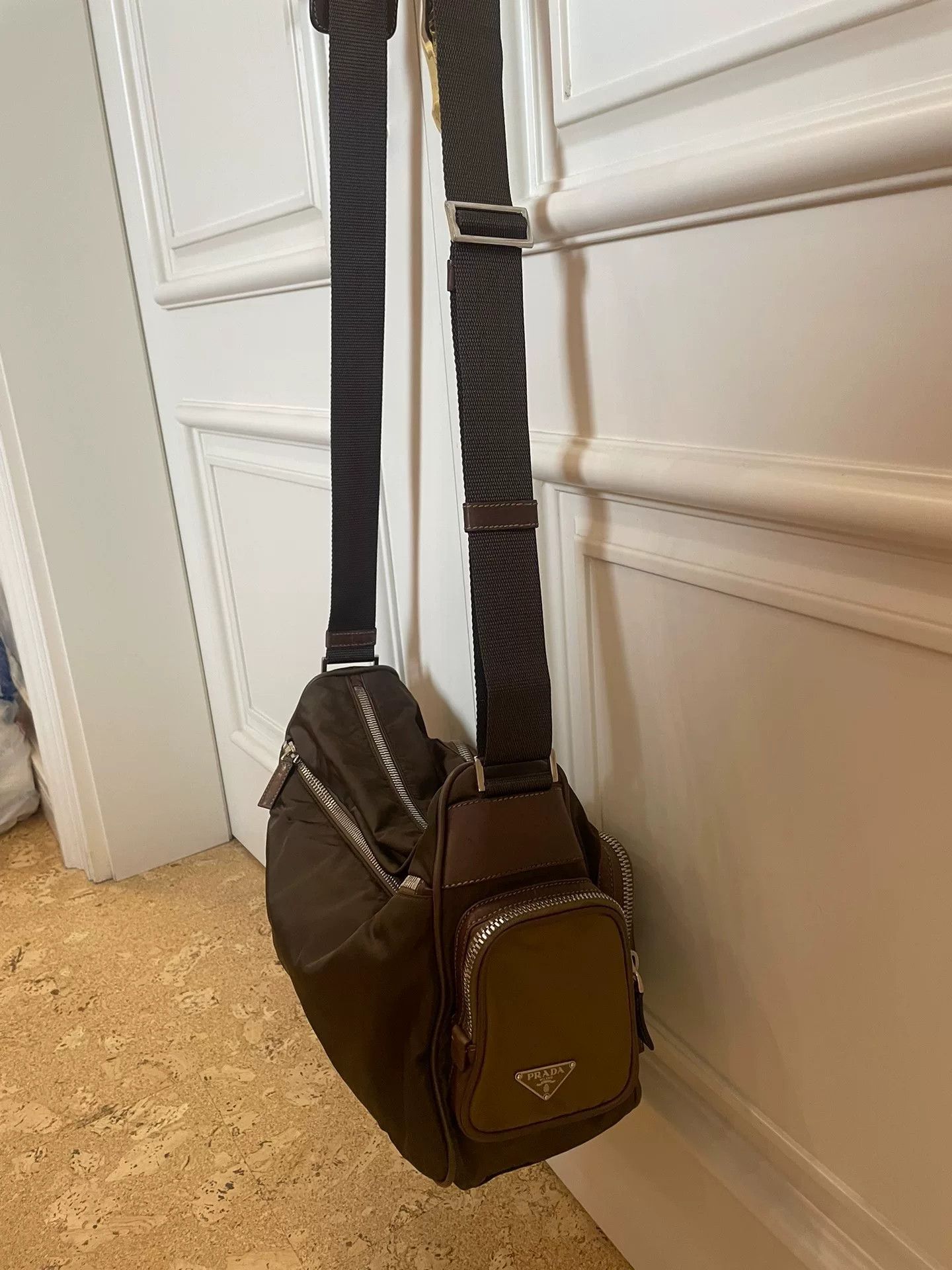 Prada PRADA Wool Leather Combination Handbag Size ONE SIZE - 3 Thumbnail
