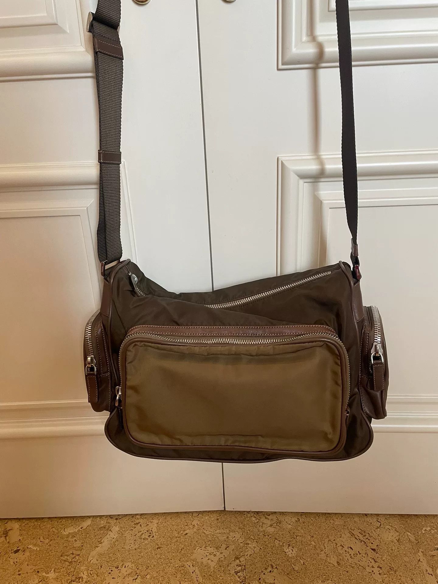 Prada PRADA Wool Leather Combination Handbag Size ONE SIZE - 2 Thumbnail