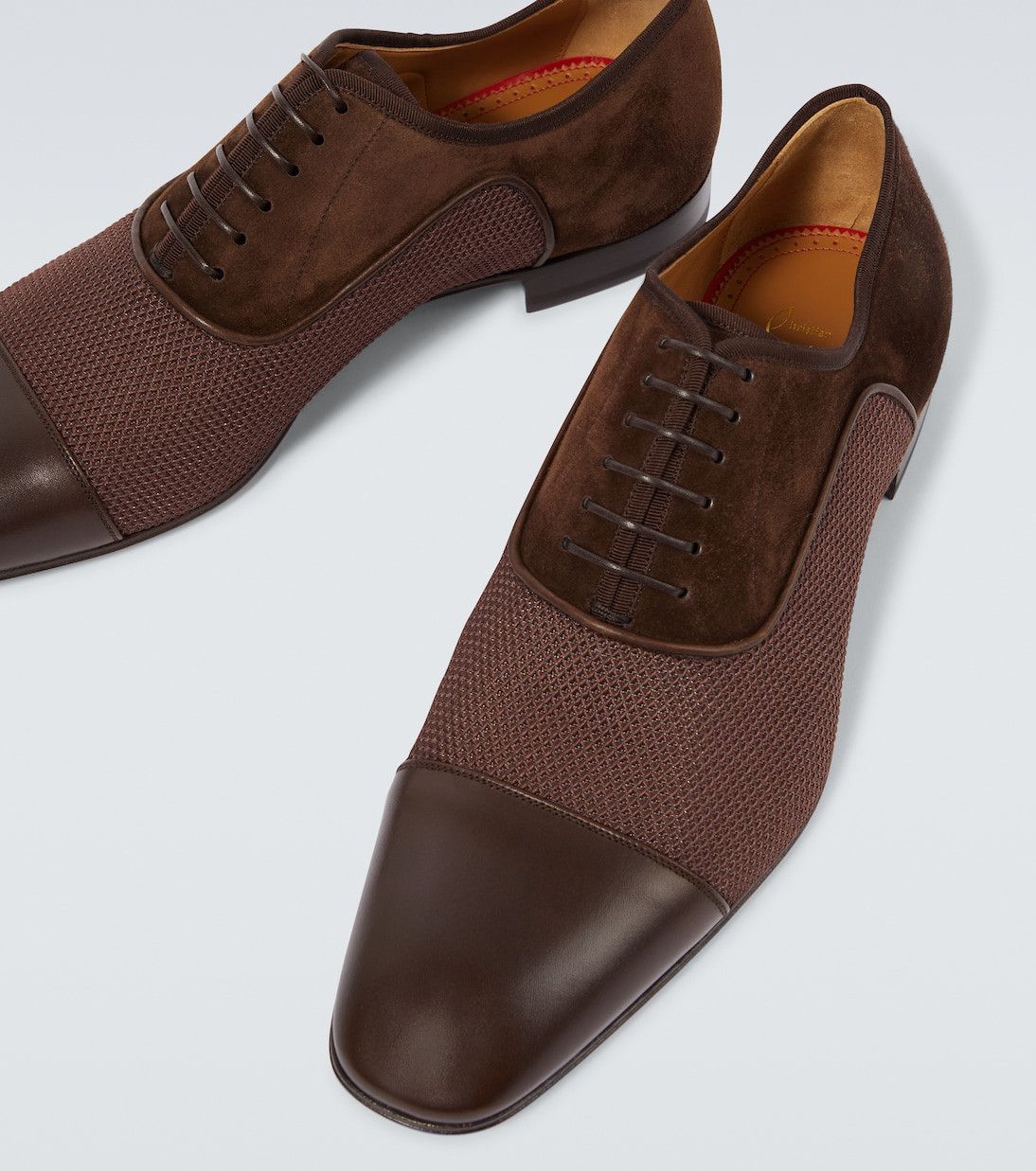 Christian Louboutin greggo leather-trimmed suede oxford shoes brown Size US 8 / EU 41 - 4 Thumbnail