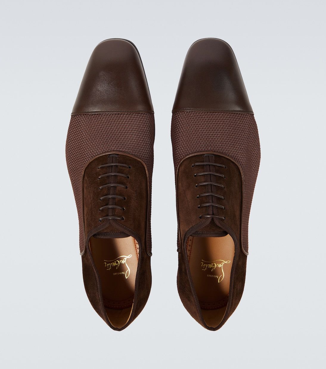 Christian Louboutin greggo leather-trimmed suede oxford shoes brown Size US 10 / EU 43 - 5 Thumbnail