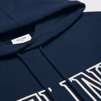 Celine loose celine hoodie in cotton fleece navy/carmin/white Size US L / EU 52-54 / 3 - 4 Thumbnail
