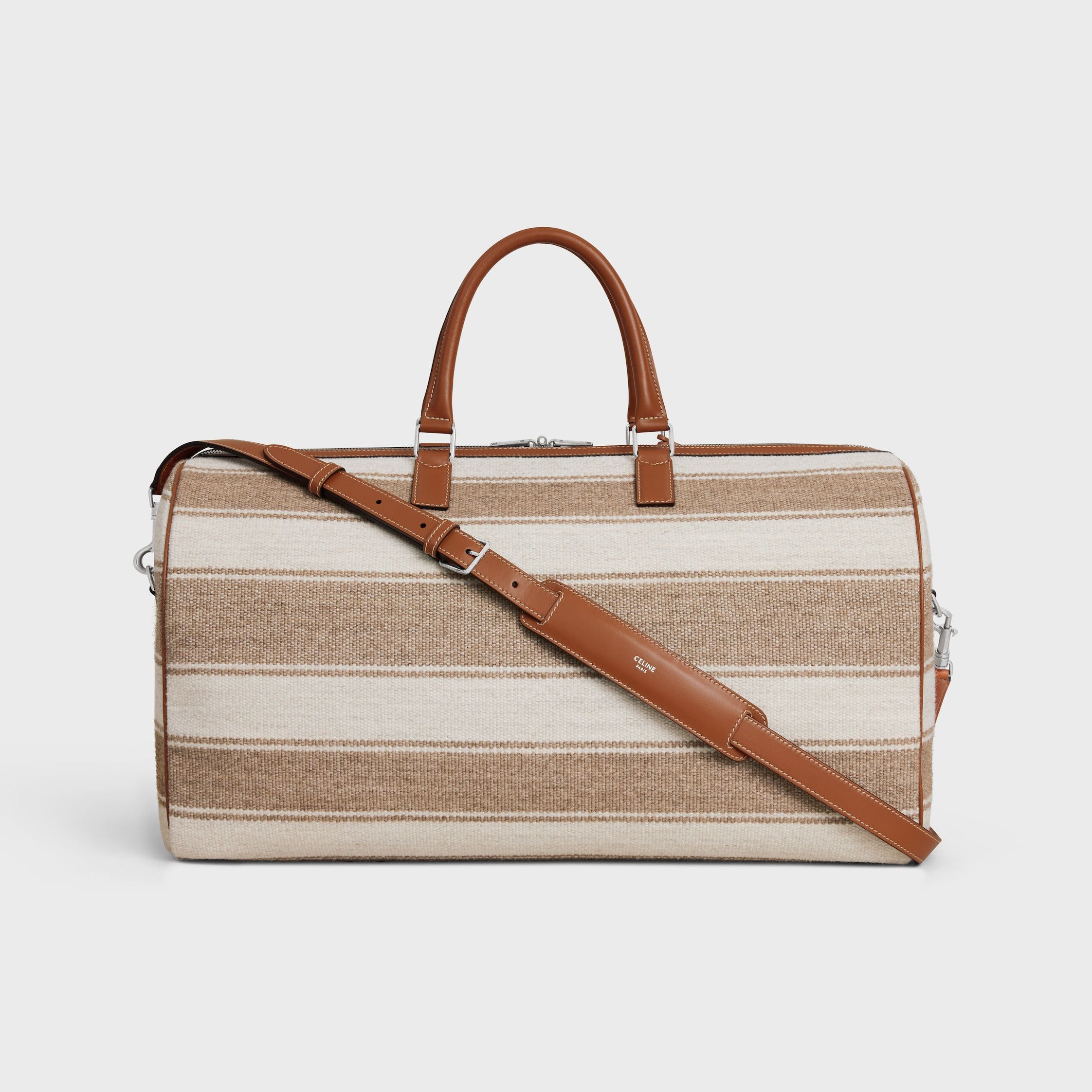 Celine LARGE TRAVEL BAG IN TEXTILE WITH CELINE JACQUARD AND CALFSKIN Size ONE SIZE - 3 Thumbnail