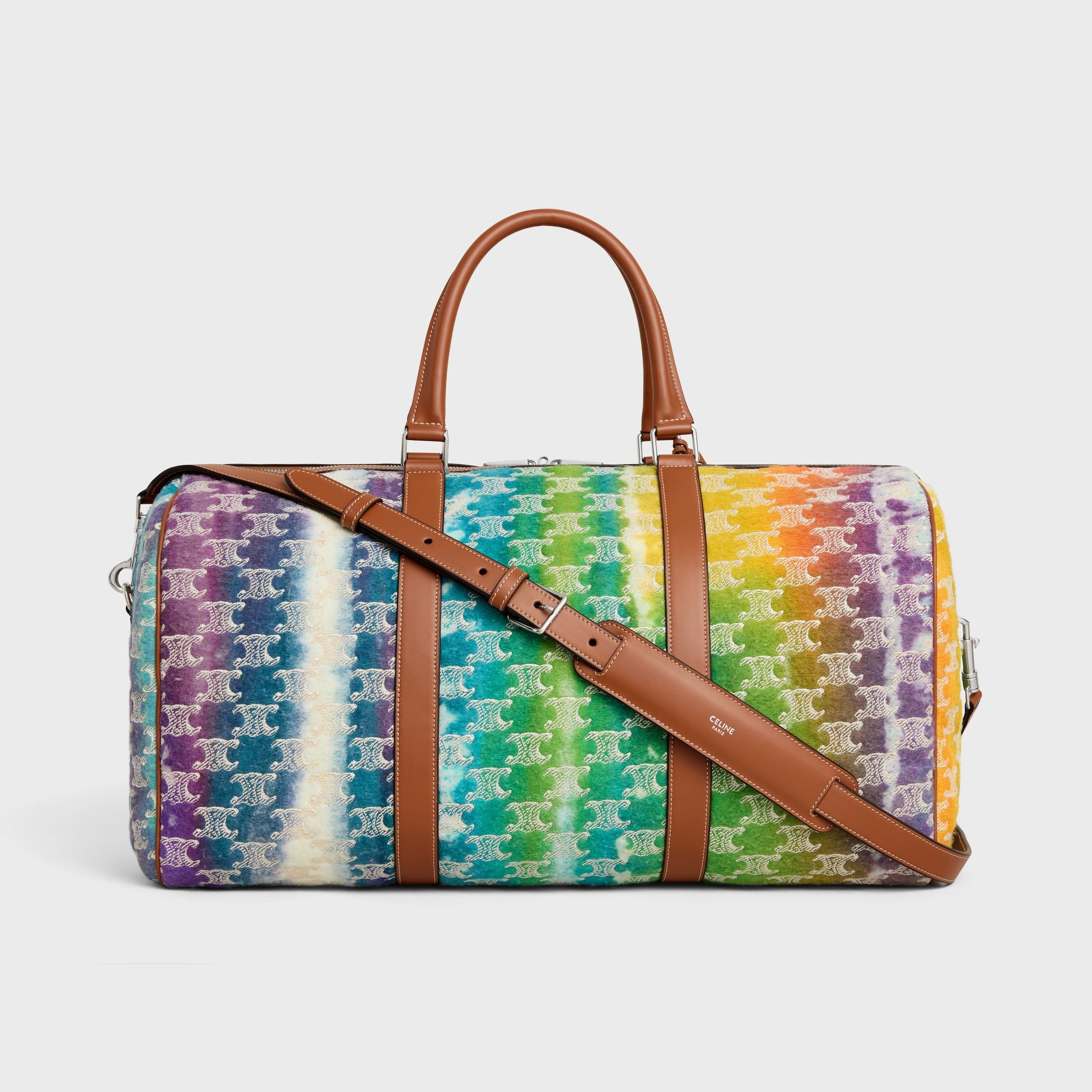 Celine MEDIUM TRAVEL BAG IN TEXTILE WITH TRIOMPHE EMBROIDERIES AND CALFSKIN multicolor Size ONE SIZE - 3 Thumbnail