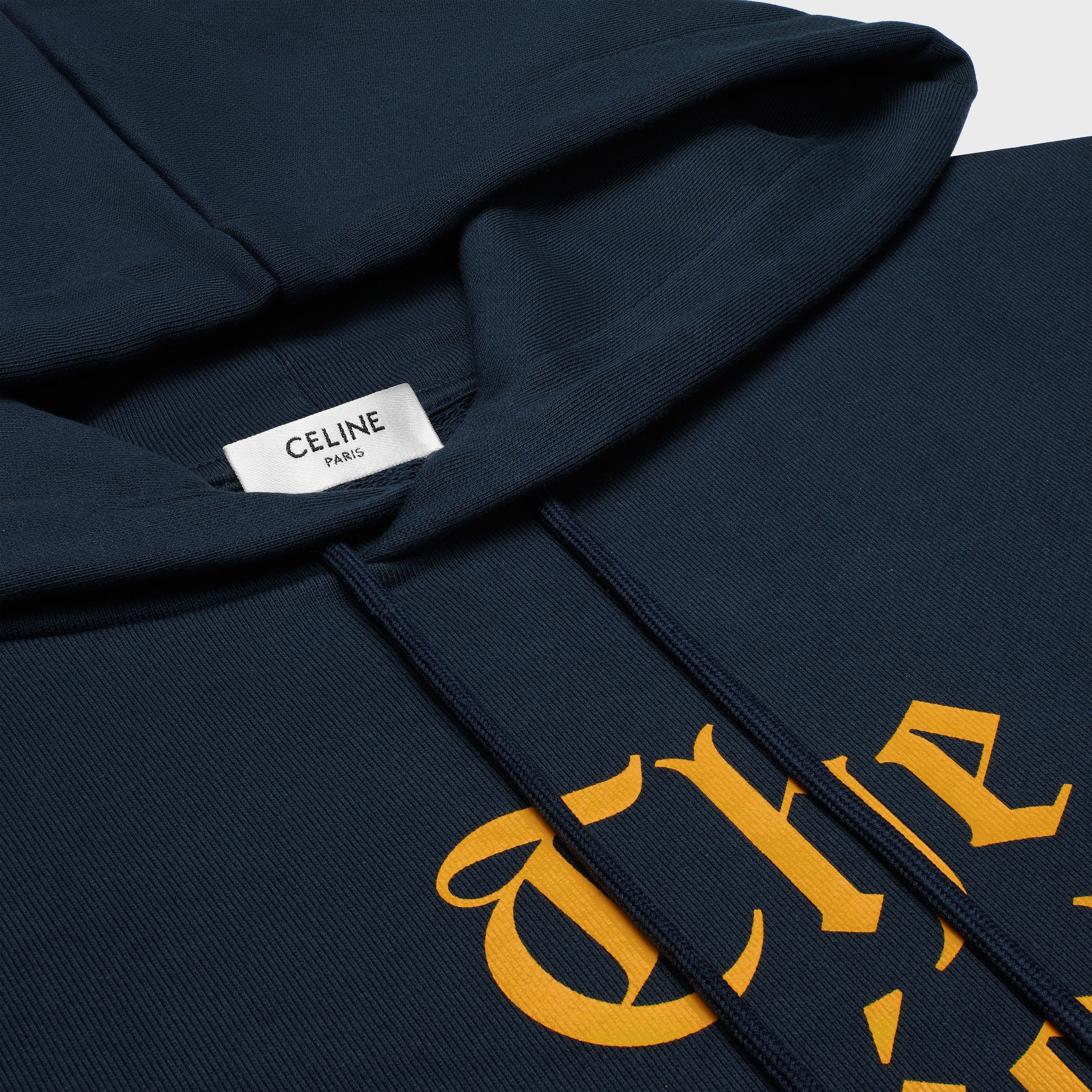 Celine BRIGHT YOUNG LOOSE HOODIE IN COTTON FLEECE NAVY/YELLOW Size US XXL / EU 58 / 5 - 4 Thumbnail