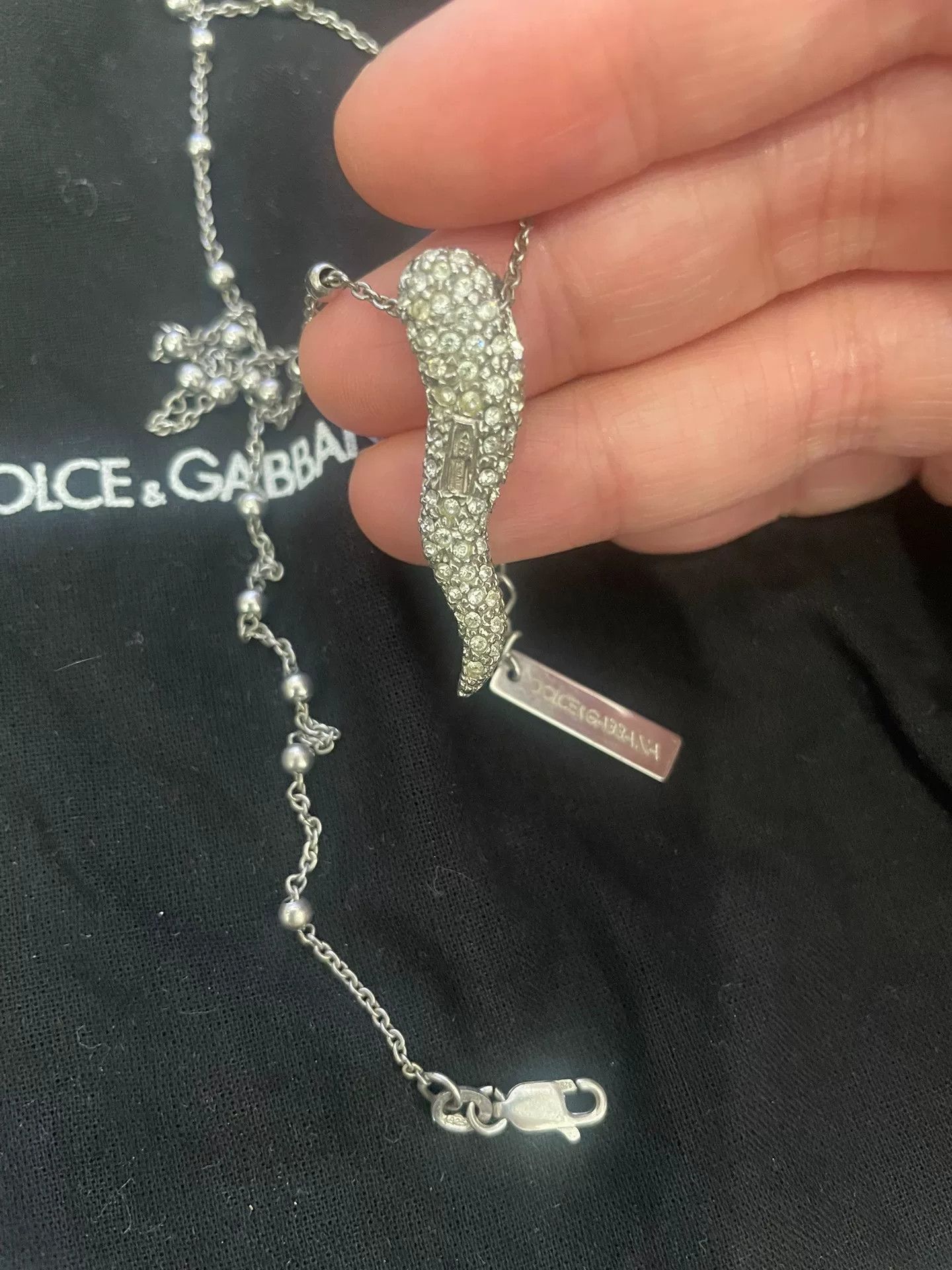 Dolce & Gabbana Dolce&Gabbana 925 Silver Cubic Zirconia Necklace Size ONE SIZE - 2 Thumbnail