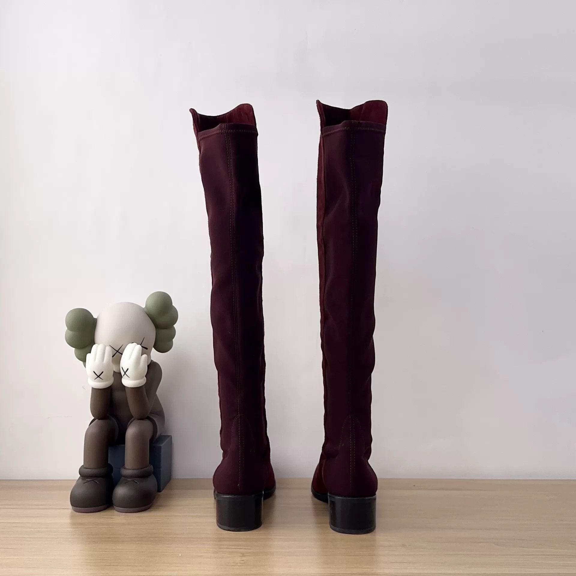 Stuart Weitzman SW Wine Red Suede Knee-High Boots Size US 4.5 / IT 34.5 - 4 Thumbnail