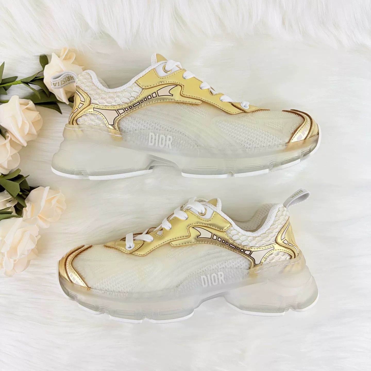 Dior Dior Vibe White Gold Monogram Sneakers Size US 5 / IT 35 - 6 Thumbnail