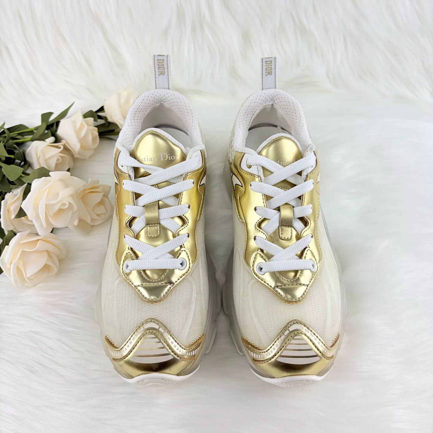 Dior Dior Vibe White Gold Monogram Sneakers Size US 5 / IT 35 - 2 Thumbnail