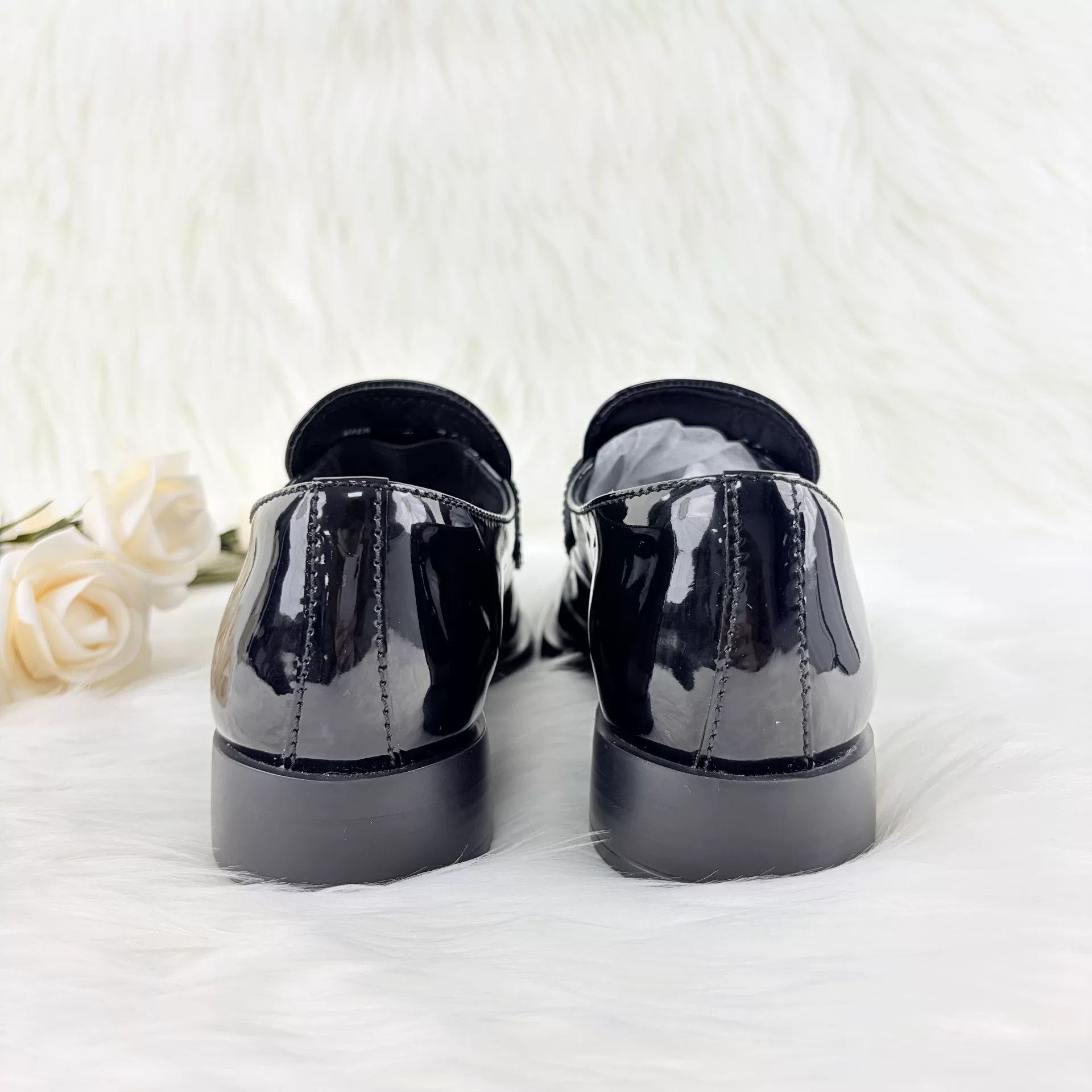 Prada Prada Black Patent Leather Triangle Loafers Size US 4 / IT 34 - 3 Thumbnail