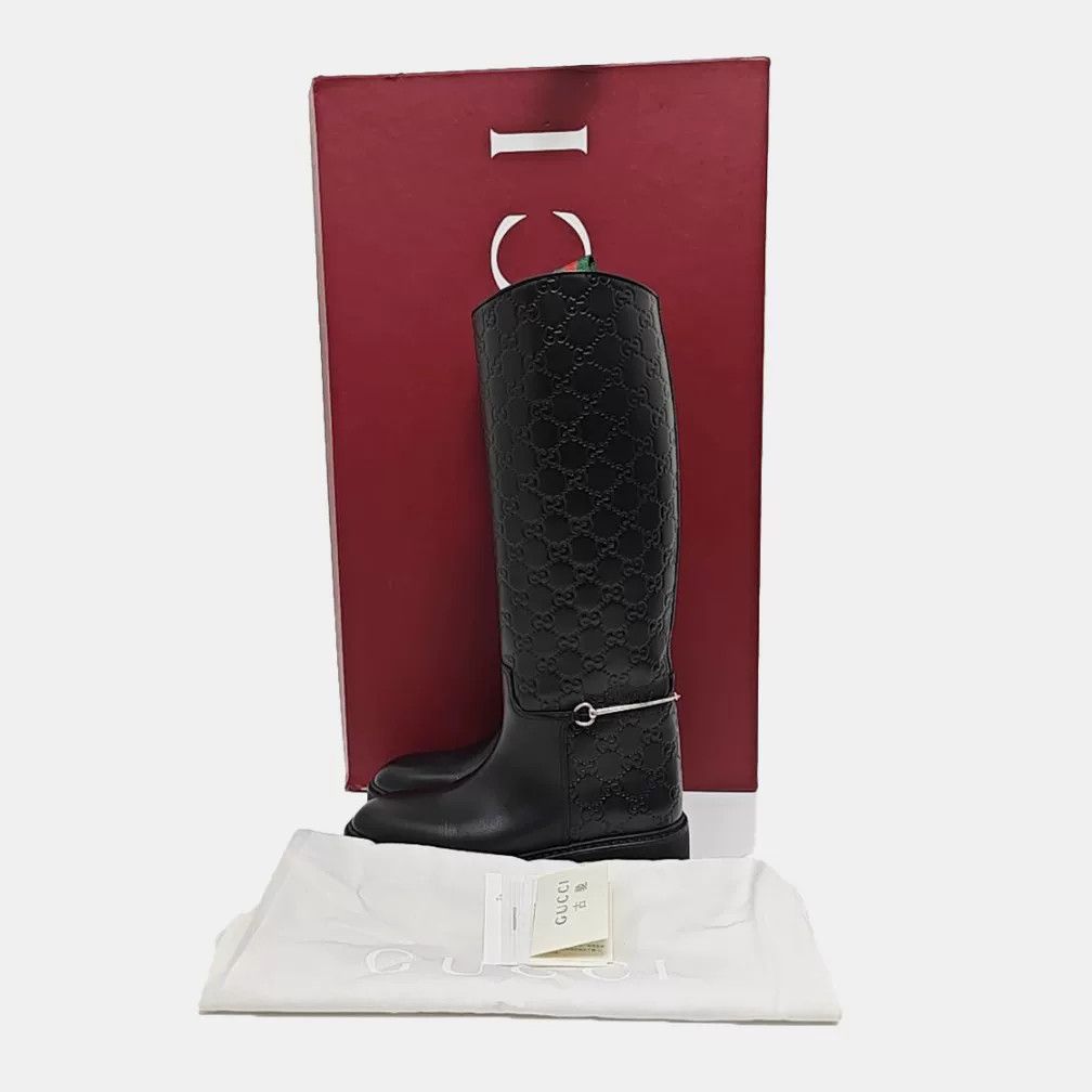 Gucci Gucci Calf Leather GG Monogram Long Boots Size US 5 / IT 35 - 4 Thumbnail
