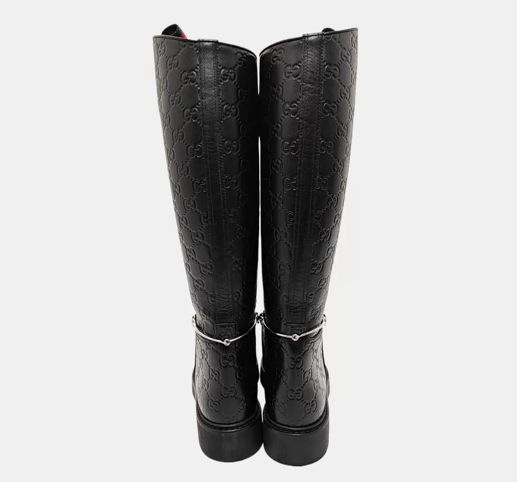 Gucci Gucci Calf Leather GG Monogram Long Boots Size US 5 / IT 35 - 3 Thumbnail