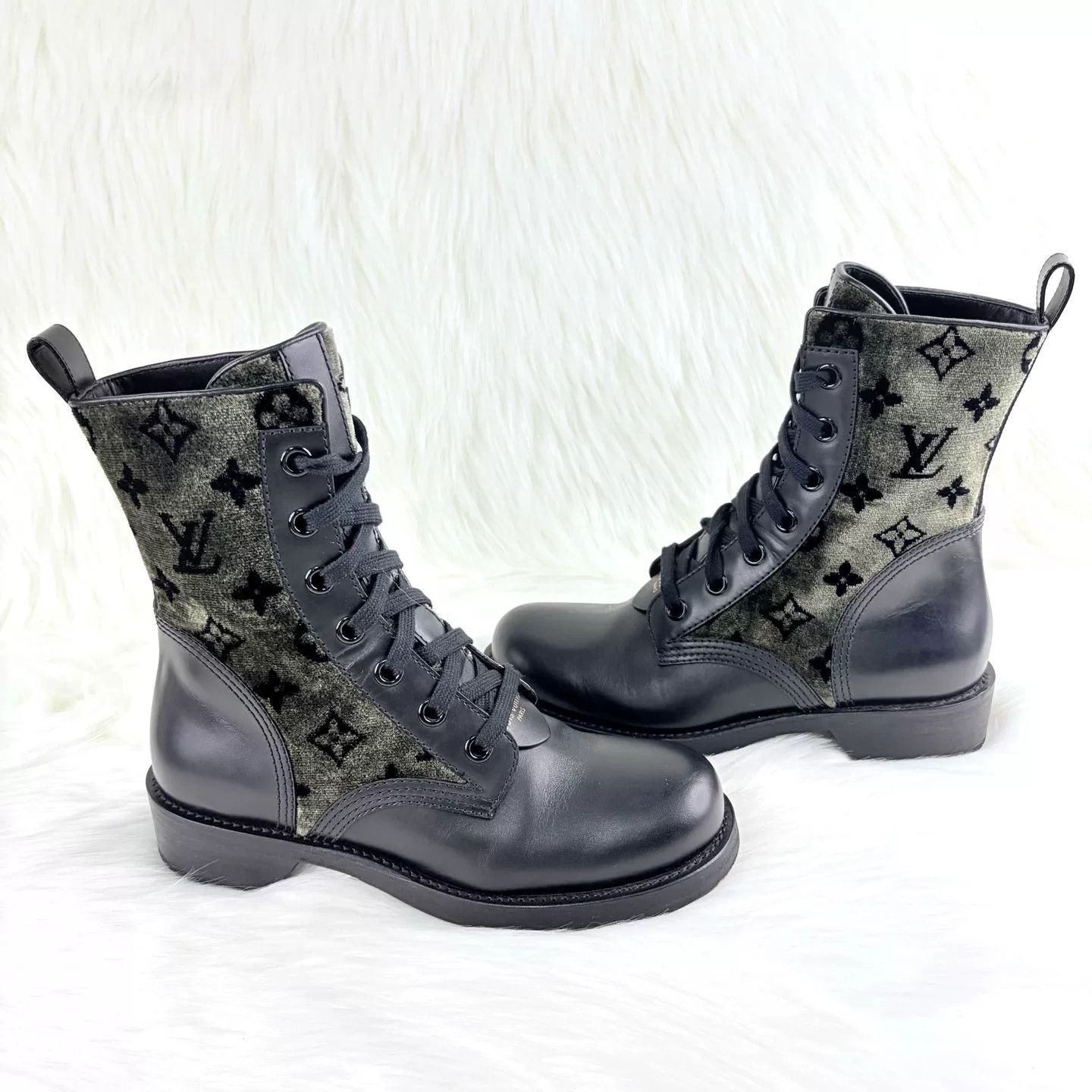 Louis Vuitton LV Camo Embossed Leather Martin Boots Size US 6 / IT 36 - 5 Thumbnail