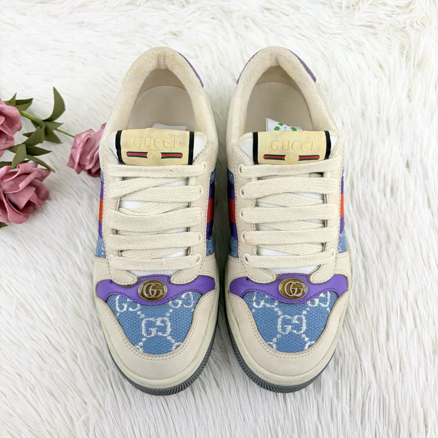 Gucci Gucci White Purple Dirty Shoes Size US 5 / IT 35 - 2 Thumbnail